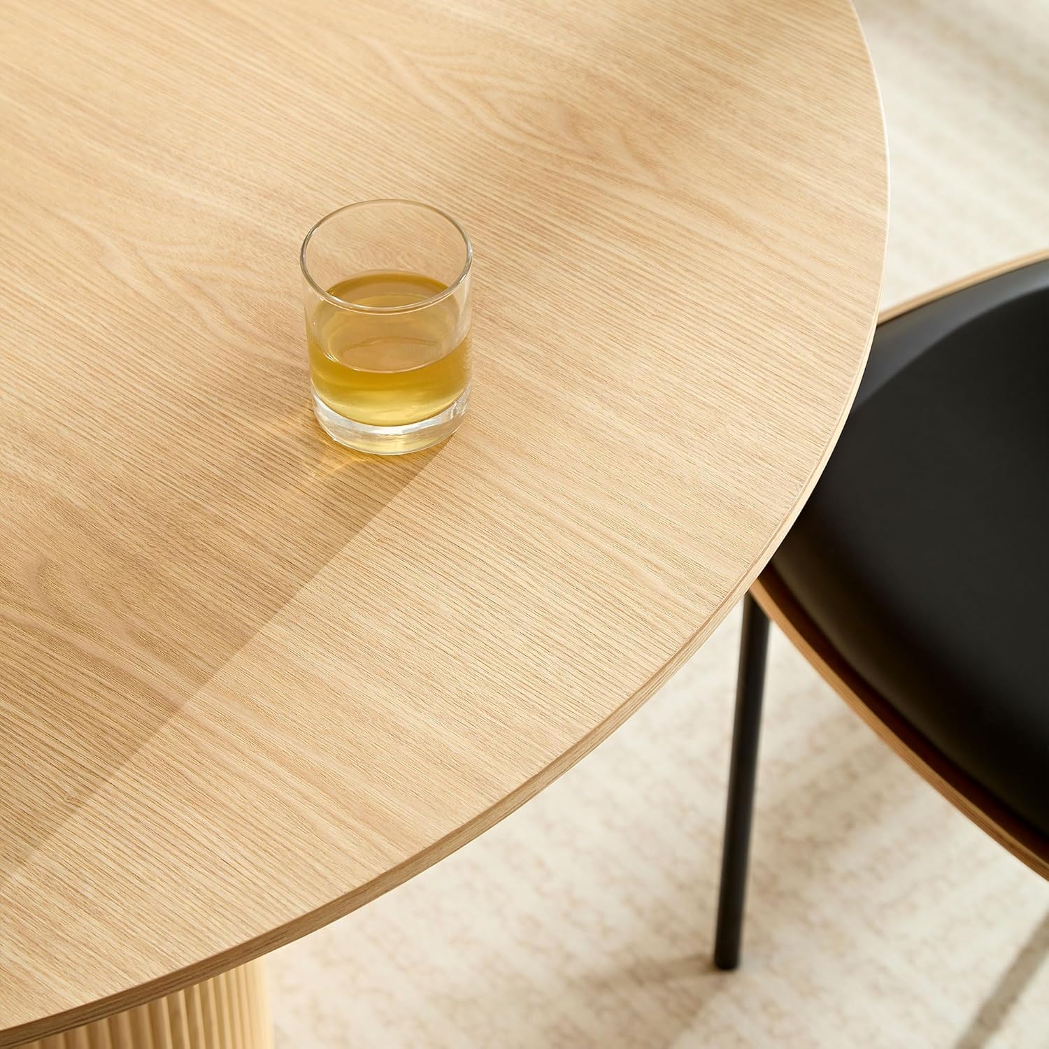 Round Dining Table 47" Modern Wood for 4-6, Oak