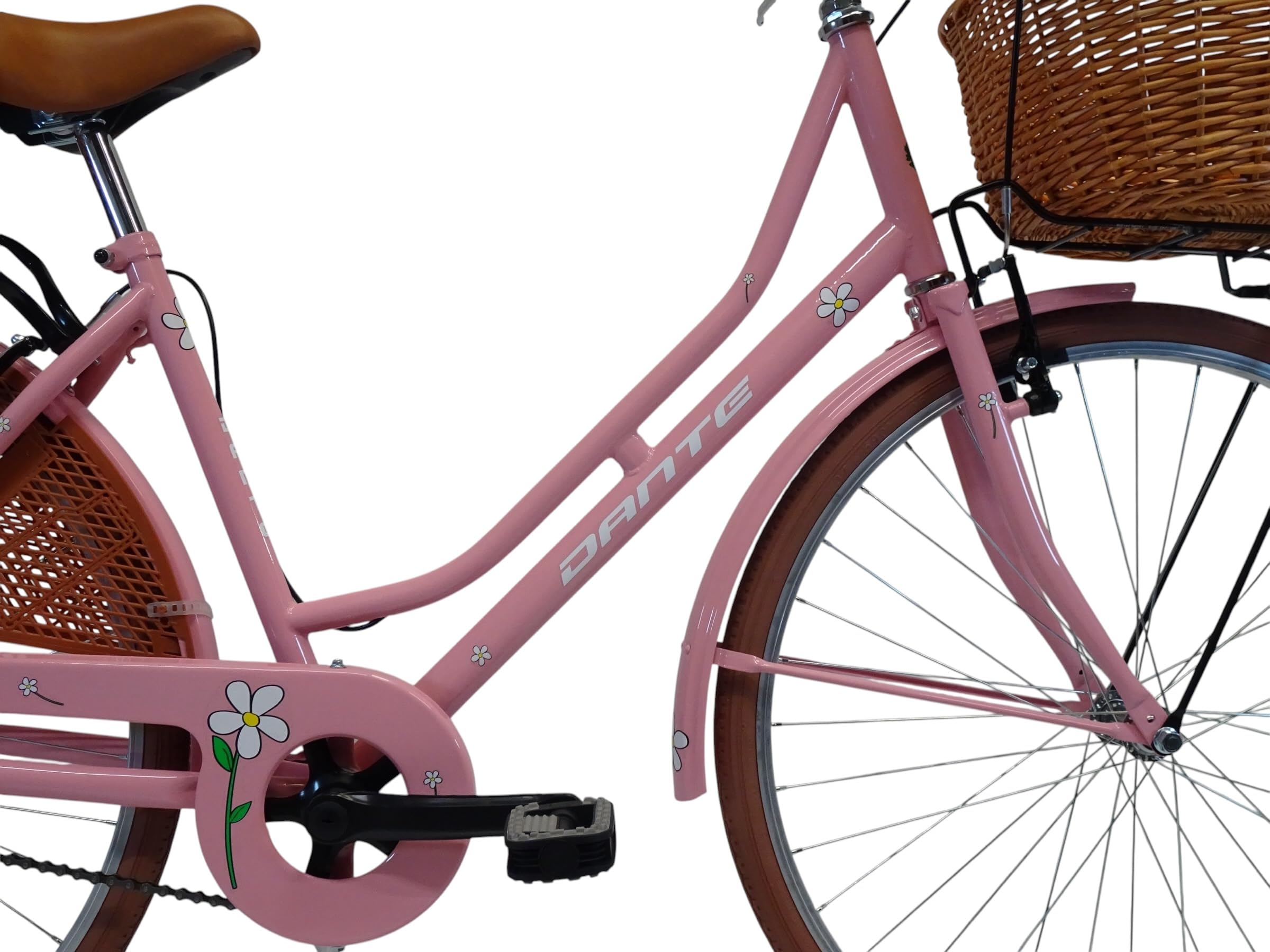Bicicletta donna da città per passeggio Olanda 26, classica stile retrò ad una velocità, con particolati miele e cestino anteriore in vimini