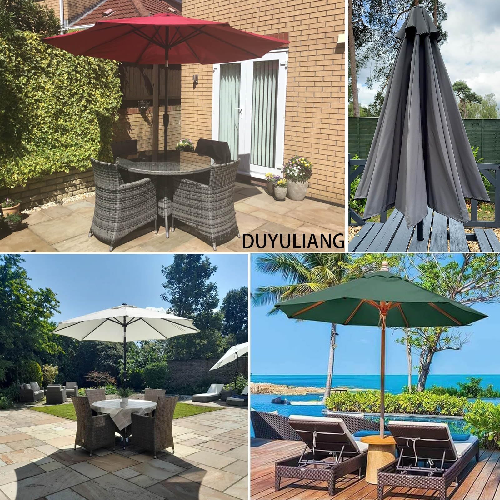 Replacement Parasol Cover 2.7M 3.5M 8 Arms UV Protection Impermeabile Beige