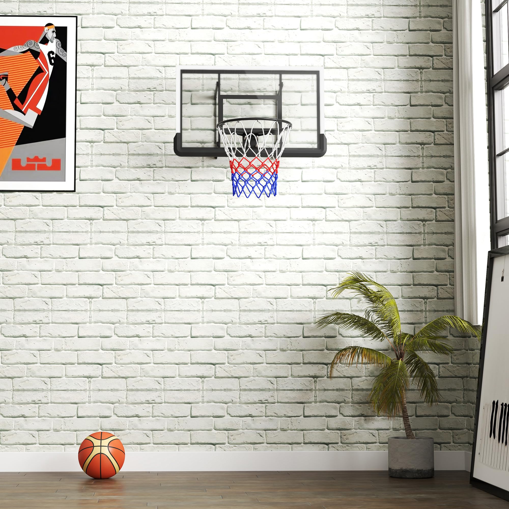 SPORTNOW canestro con tabellone per esterni e interni, tabellone da basket con canestro in acciaio Ø45 cm e rete, montaggio a parete, tabellone da basket per adulti, nero