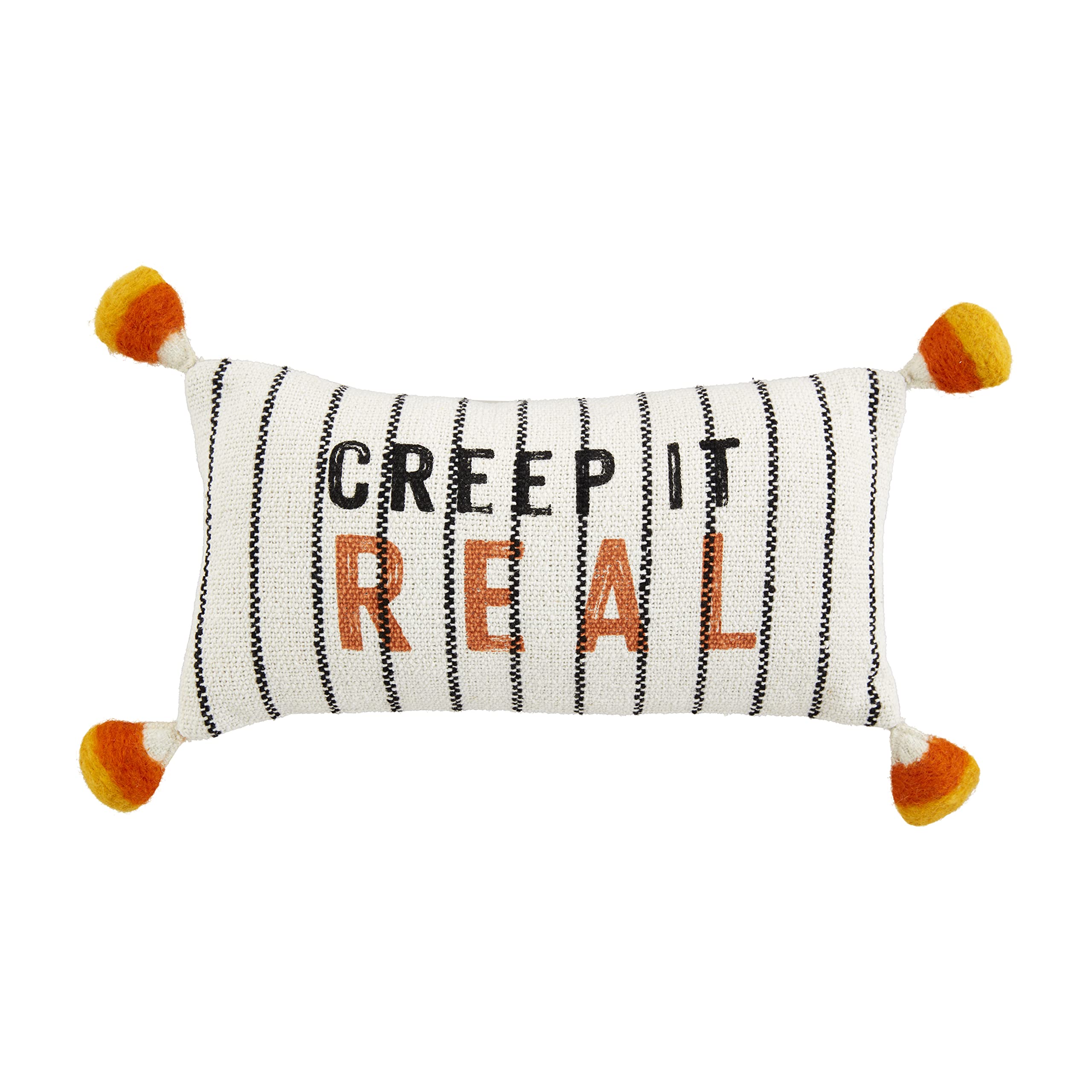 mud pie halloween pillow, 12" x 6", creep it real