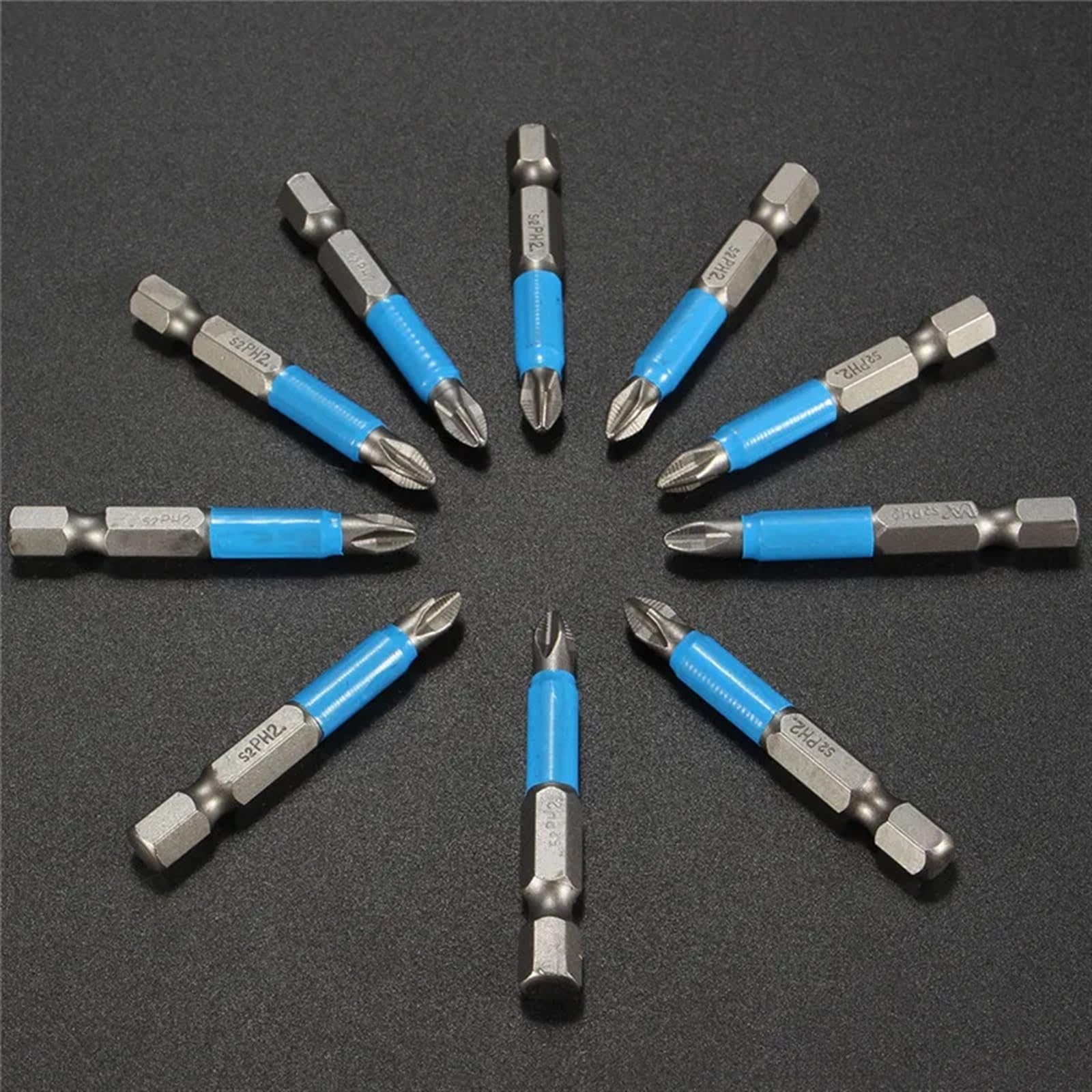 10 pz 50mm PH2 Antiscivolo Punta for cacciavite Magnetico 1/4 "Codolo Esagonale Phillips Punta a Croce cacciavite Punta da Trapano utensile Elettrico
