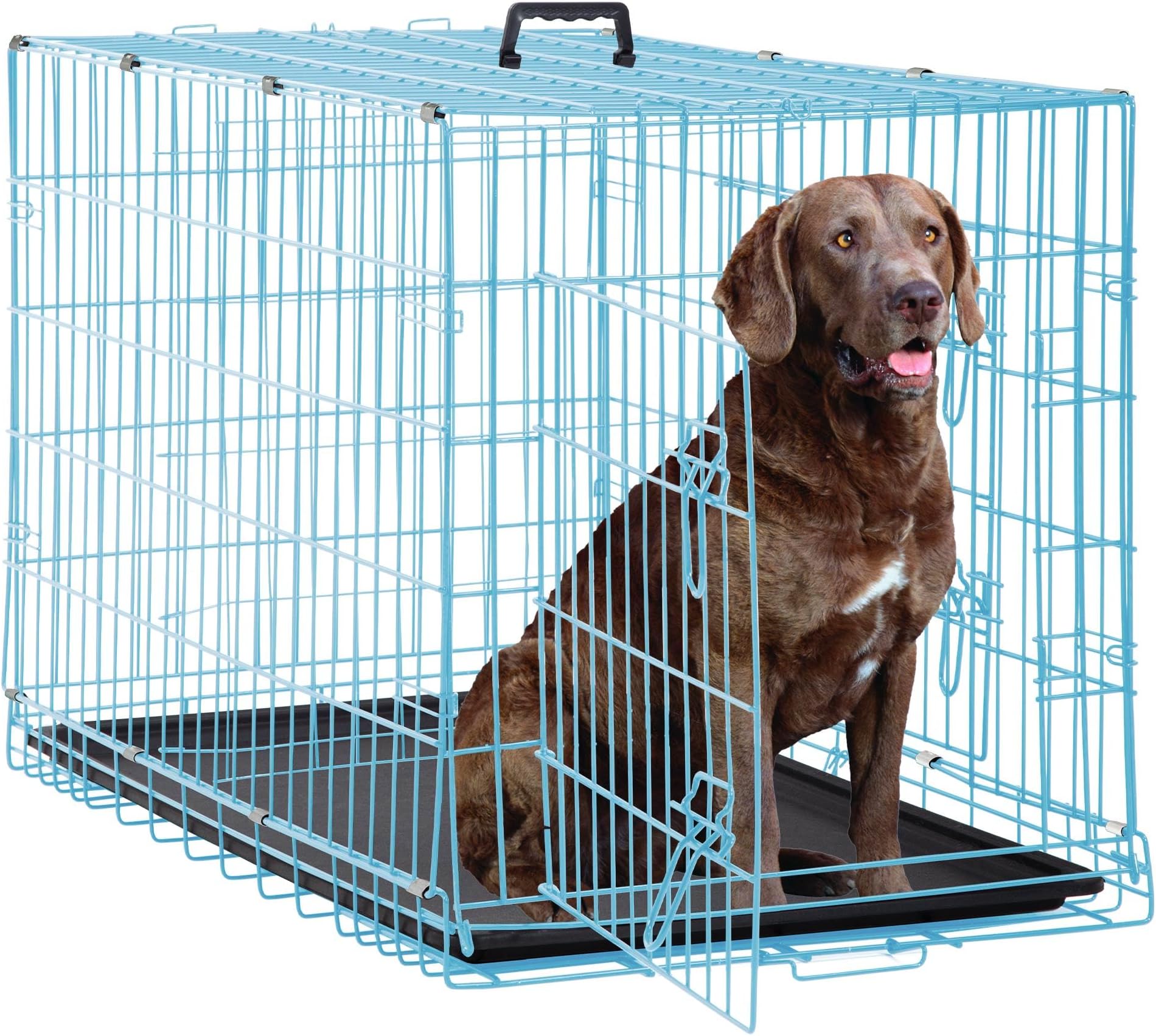 Boinn 42 inch extra large dog crate furniture with removable trays 3 doors 4 wheels 5 locks for medium and large dogs