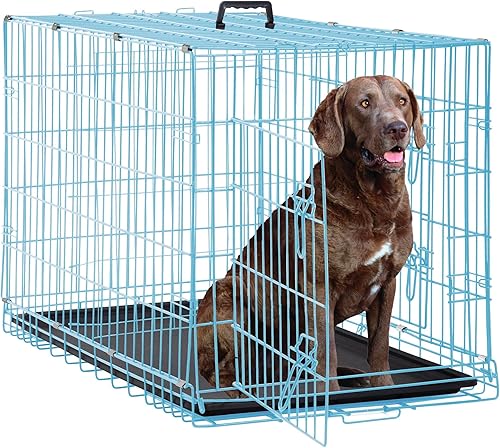 Miniatura 8 de Jaulas extra grandes de 48 pulgadas para perros medianos, plegables de doble puerta, XXL, para perros grandes, para interiores y exteriores, jaulas