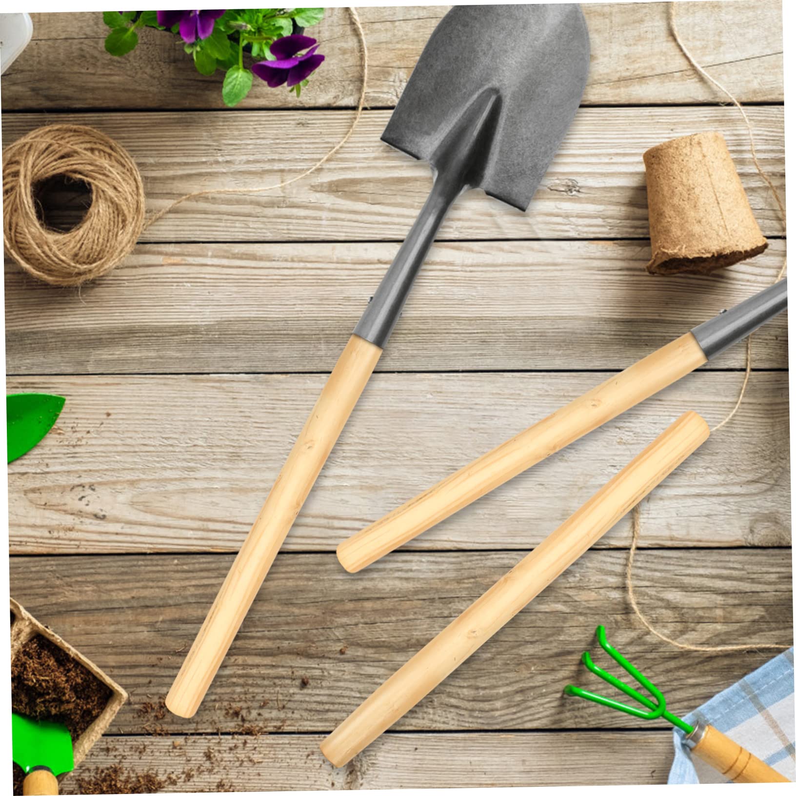 Mango de Madera para Pala, 4 Piezas, Antideslizante y Fácil de Instalar