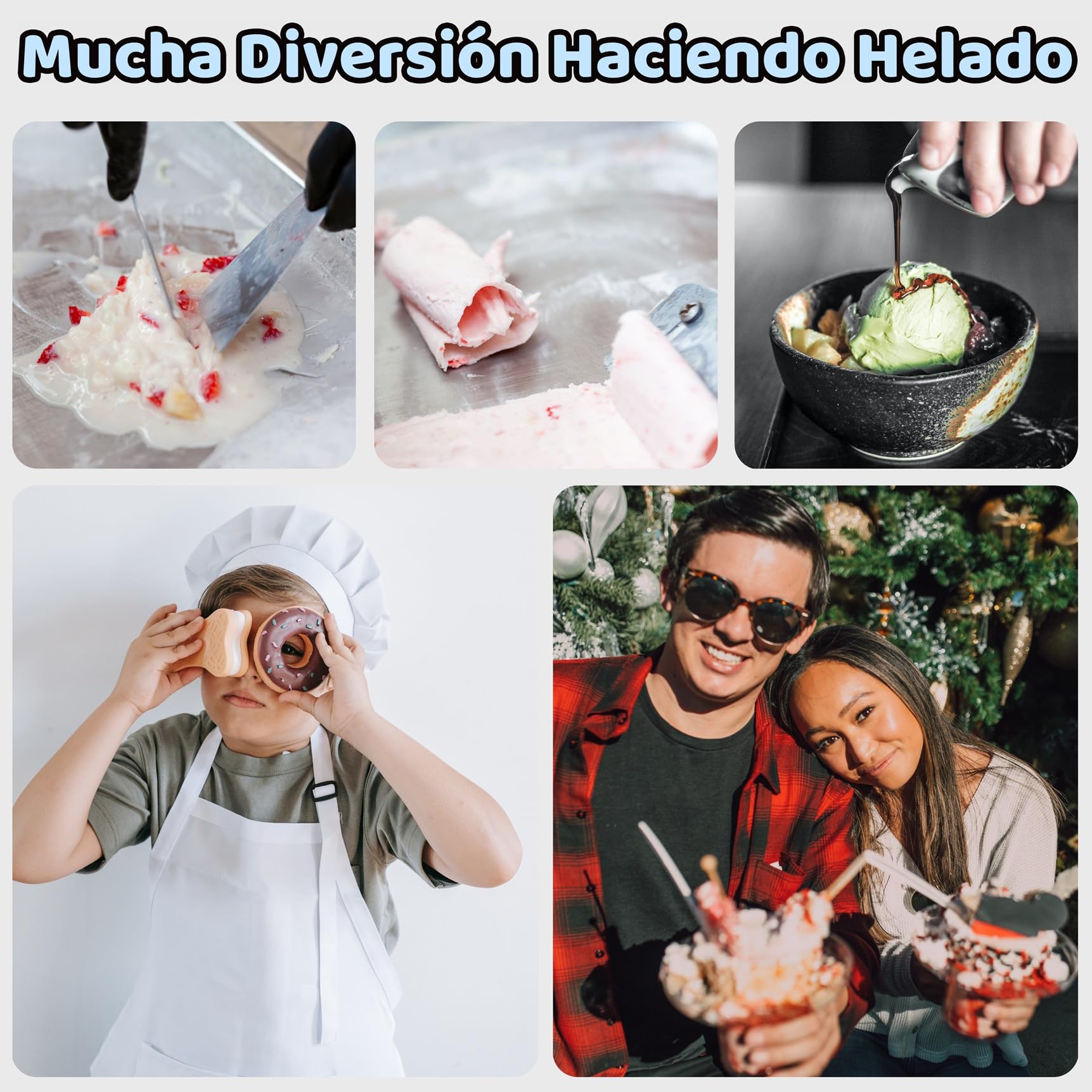 JoyMech Plancha para Hacer Helados, Plancha de Hacer Helados, Plancha para Hacer Ice Cream Rolls, Incluye 2 espátulas, Ideal para Preparar Helado Enrollado Casero y Yogur Helado (Verde)