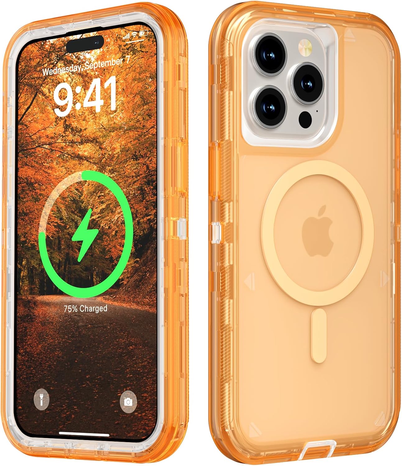 Follaroma for iPhone 15 Pro Max Case, Compatible with MagSafe, Triple Layer Transparent Magnetic Phone Cases, Heavy Duty Shockproof and Anti-Drop Protective Cover for iPhone 15 ProMax, 6.7”, Orange Follaroma for iPhone 15 Pro Max Case, Compatible with MagSafe, Triple Layer Transparent Magnetic Phone Cases, Heavy Duty Shockproof and Anti-Drop Protective Cover for iPhone 15 ProMax, 6.7”, Orange