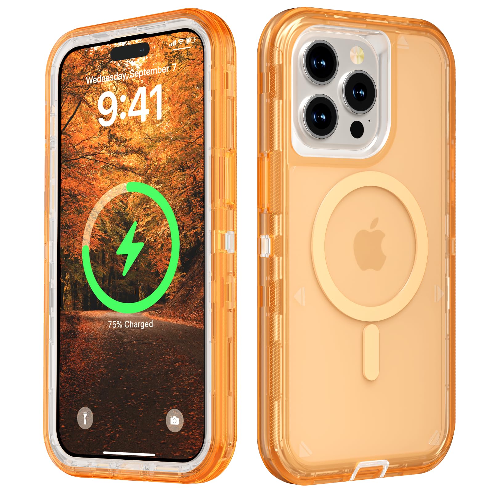 Follaroma for iPhone 15 Pro Max Case, Compatible with MagSafe, Heavy Duty Shockproof Protection Phone Cases, Anti-Drop, Dual Layer Transparent