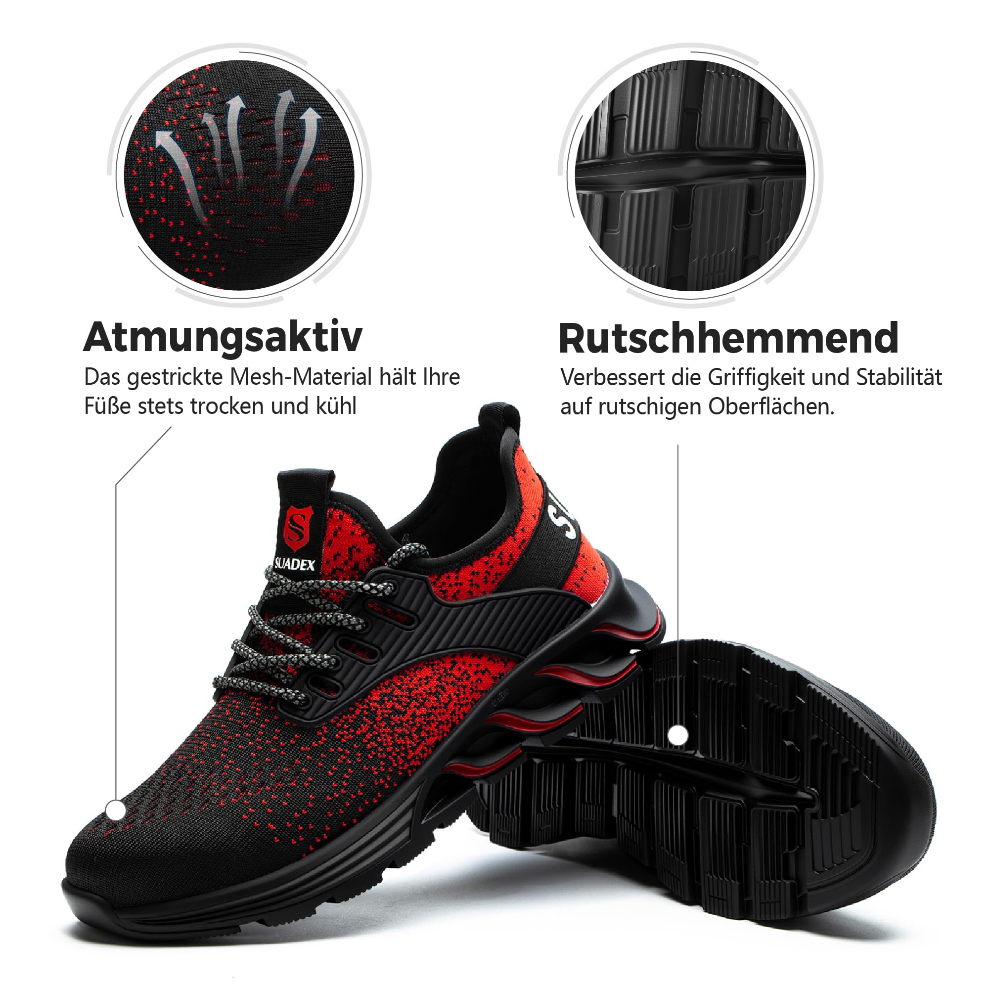 SUADEX Scarpe Antinfortunistiche Uomo Donna Scarpe Leggere Sportive Confortevoli Antiscivolo e Traspiranti 37-48 EU