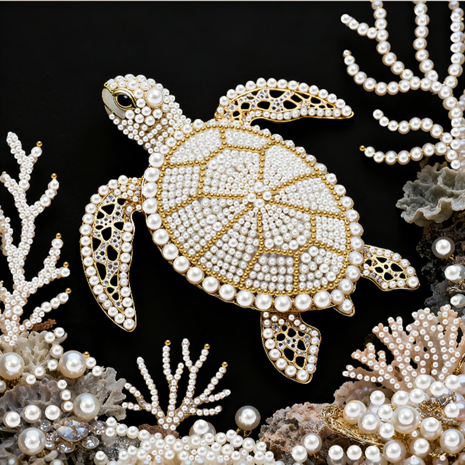 Turtle DIY Pearl Painting Kit for Adults Home Wall Decor 25x25cm with Frame