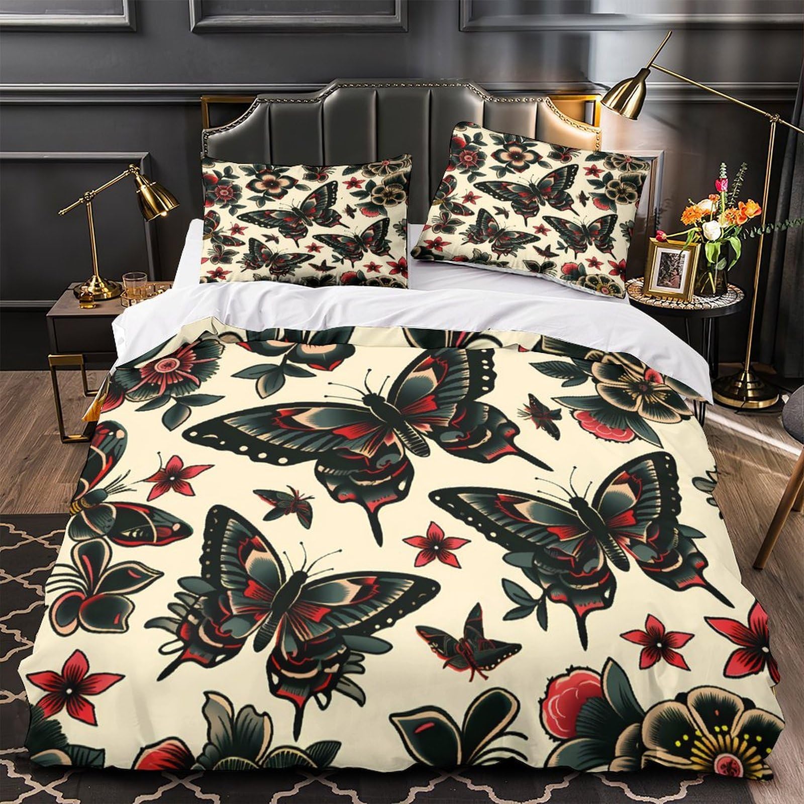 Housse de couette respirante contre la transpiration nocturne parure papillon 220x240
