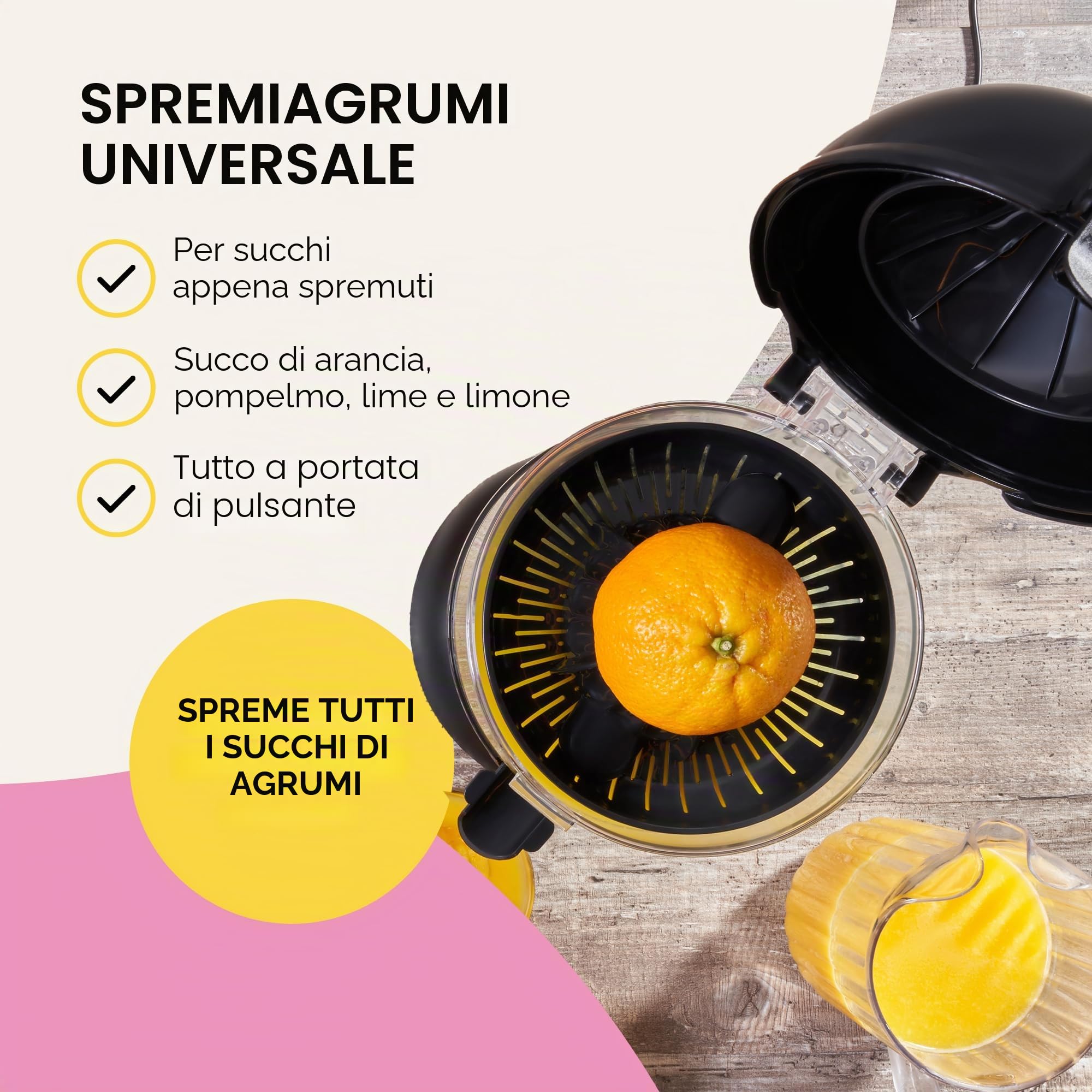 Spremiagrumi automatico (un pulsante per funzionare), senza fuoriuscite, senza schizzi, facile da pulire, spremiagrumi per succo appena spremuto, in acciaio inox, 50 W, 400 ml, Fridja f900