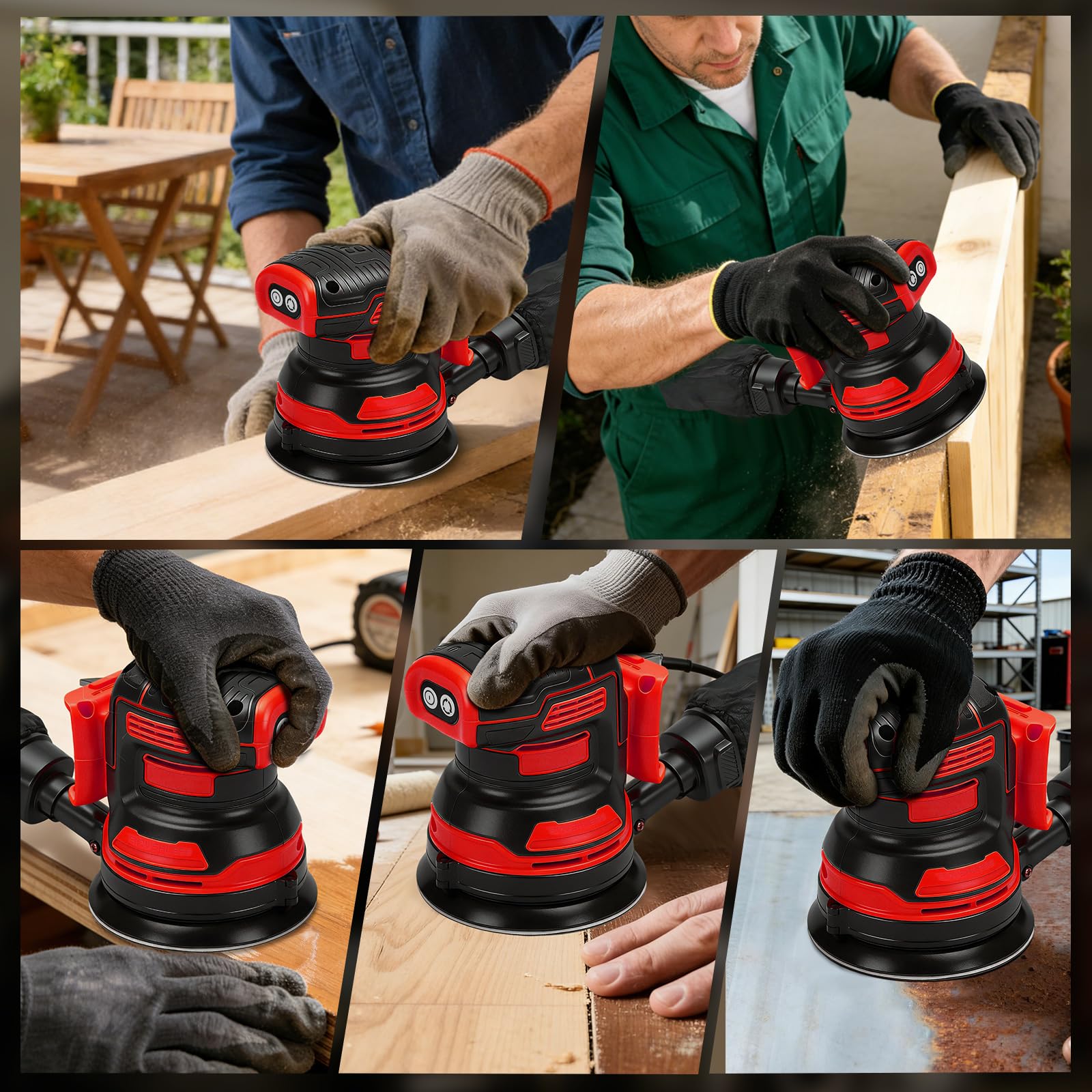 Lijadora orbital inalámbrica compatible con batería Milwaukee M de 18 V (sin batería), 125 mm sin escobillas, lijadora manual eléctrica de 4000 – 8000 rpm, 3 velocidades, 21 hojas de papel de lija y