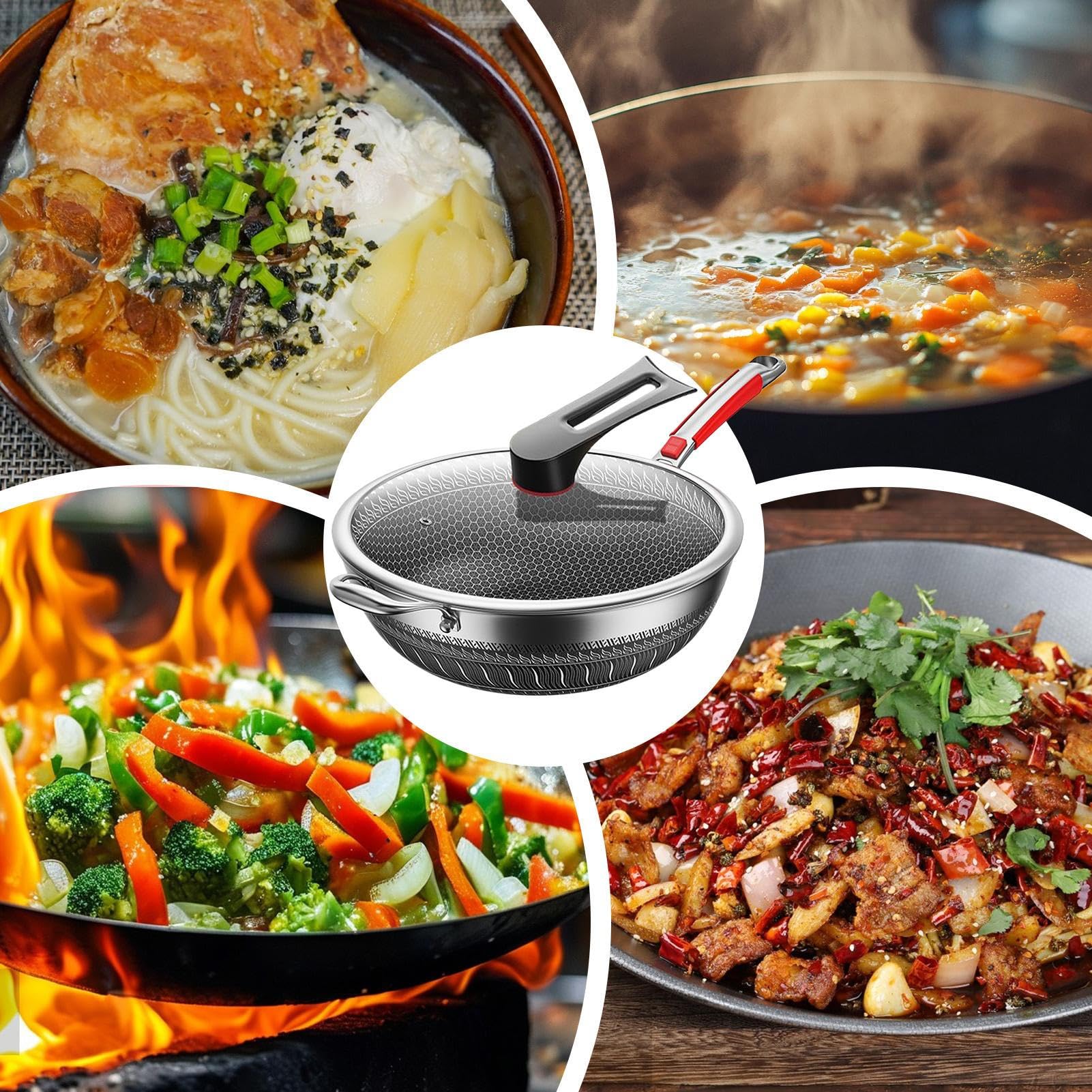 Antihaft-, antihaftbeschichtet, leicht mit Deckel, kratzfestes | langlebiges Kochgeschirr für Suppen, Kochen, Pfannkuchen, Kücheneier, einfache Reinigung