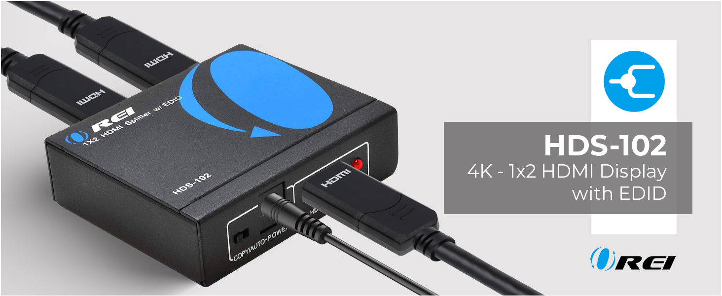 OREI HDMI Splitter 1 in 2 Out - UltraHD 4K@30Hz, HDCP - Adapter