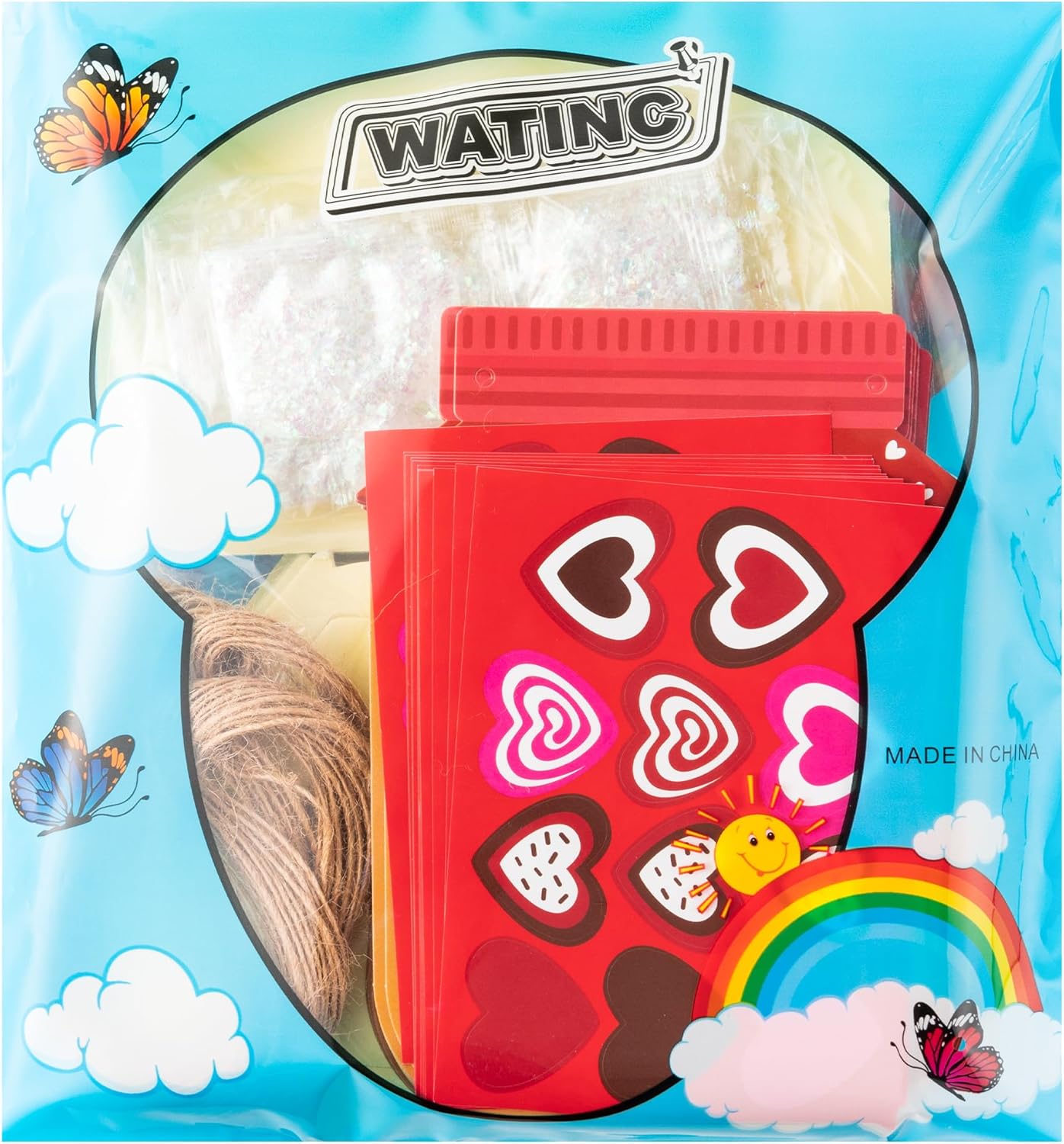 WATINC Valentine's Day Candy Jar Craft Kit - DIY EVA Heart Mason Jar with Glitter & Sequins, Thankful Sweet Candy Jar Decor for Valentine Art Party, Fun Art Projects (24 Pcs)