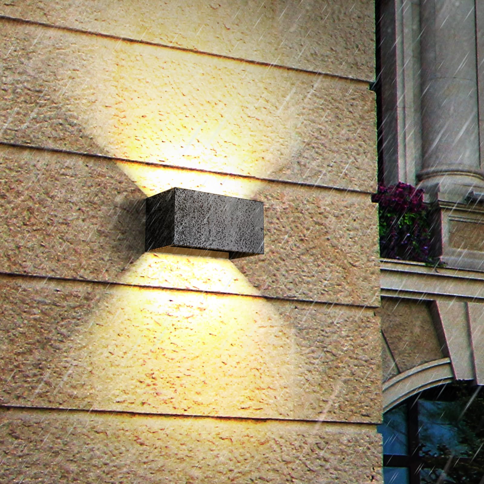 ENCOFT 24W Applique da Esterno Interno COB LED Lampada da Esterno a Parete IP65 Impermeabile 3000K in Alluminio Applique da Parete Moderno per Balcone Giardino Nero