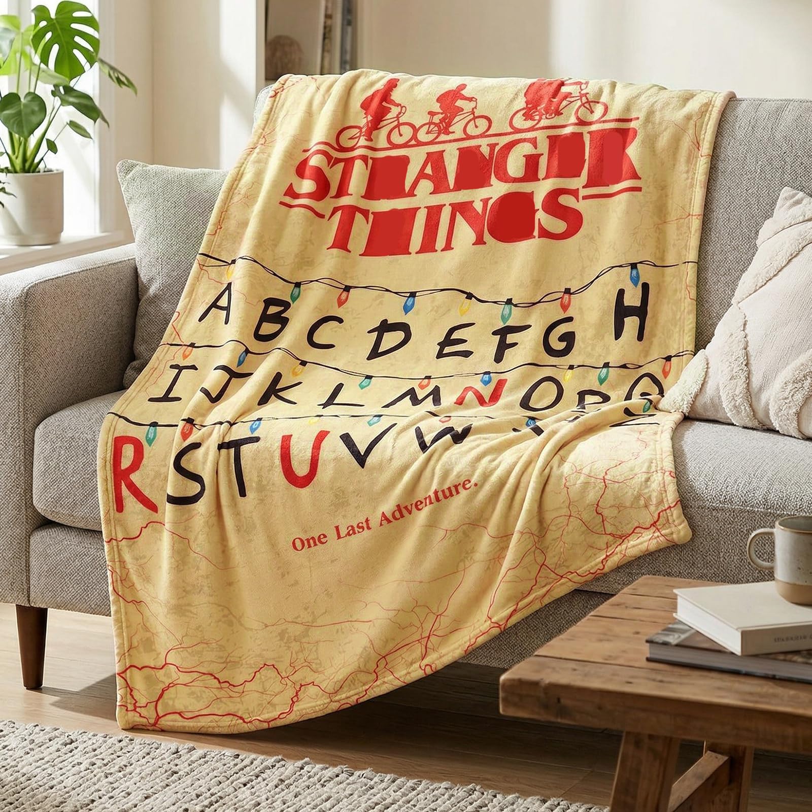 Mystery Alphabet Wall Fleece Blanket, Stranger Letter Thing Throw Blanket Super Soft Warm Throw, Multipurpose Travel Blankets for Lounging Outdoor Activities Bed Sofa Office Knee Pad (100x150cm)
