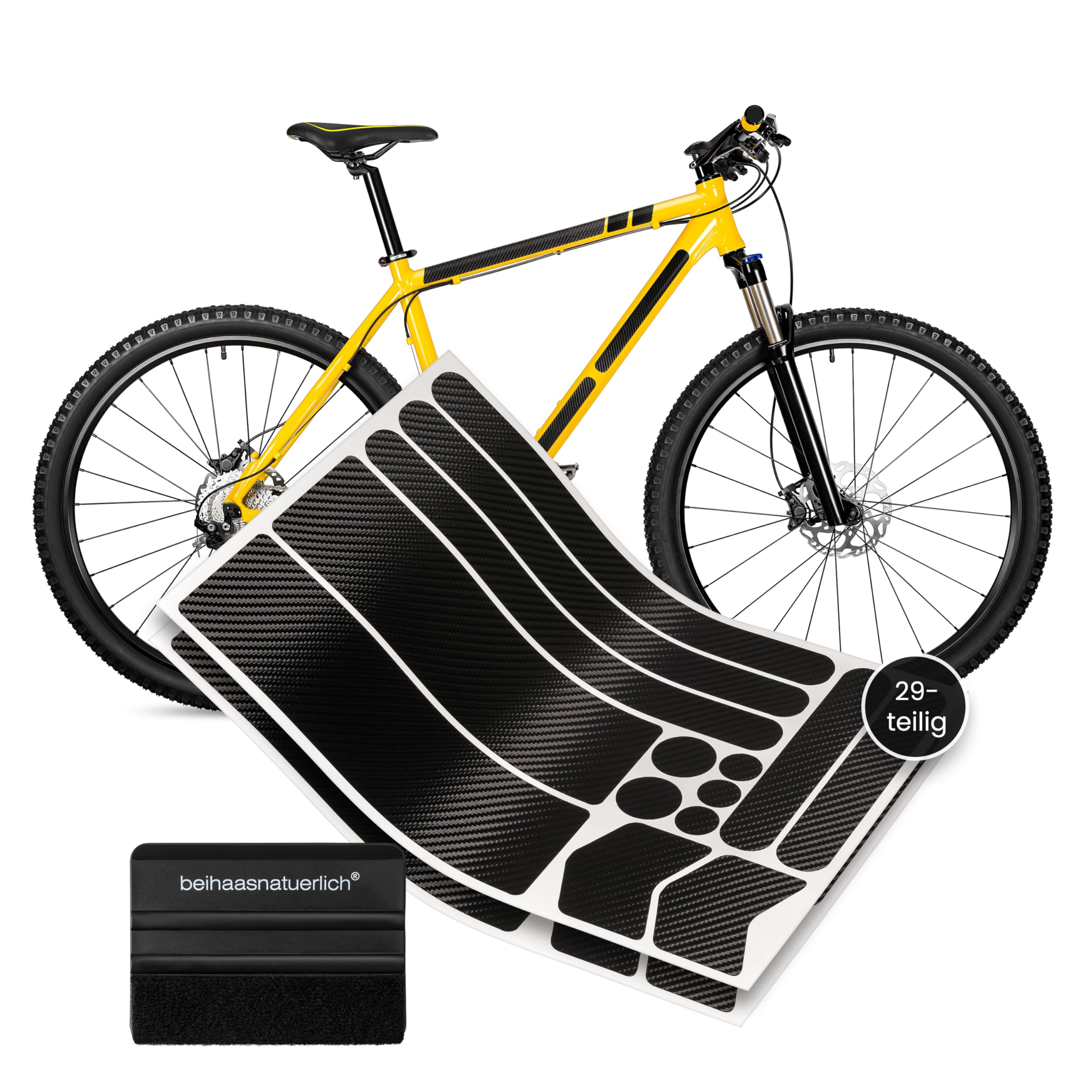 beihaasnatuerlich Fahrrad Schutzfolie - stark haftender Rahmenschutz fr  E-Bike, Trekking, Moutainbike, Rennrad - 29 teiliges Folien-Set fr  Fahrradrahmen - verhindert Kratzer (Carbon schwarz) : Amazon.de: Sport &  Freizeit