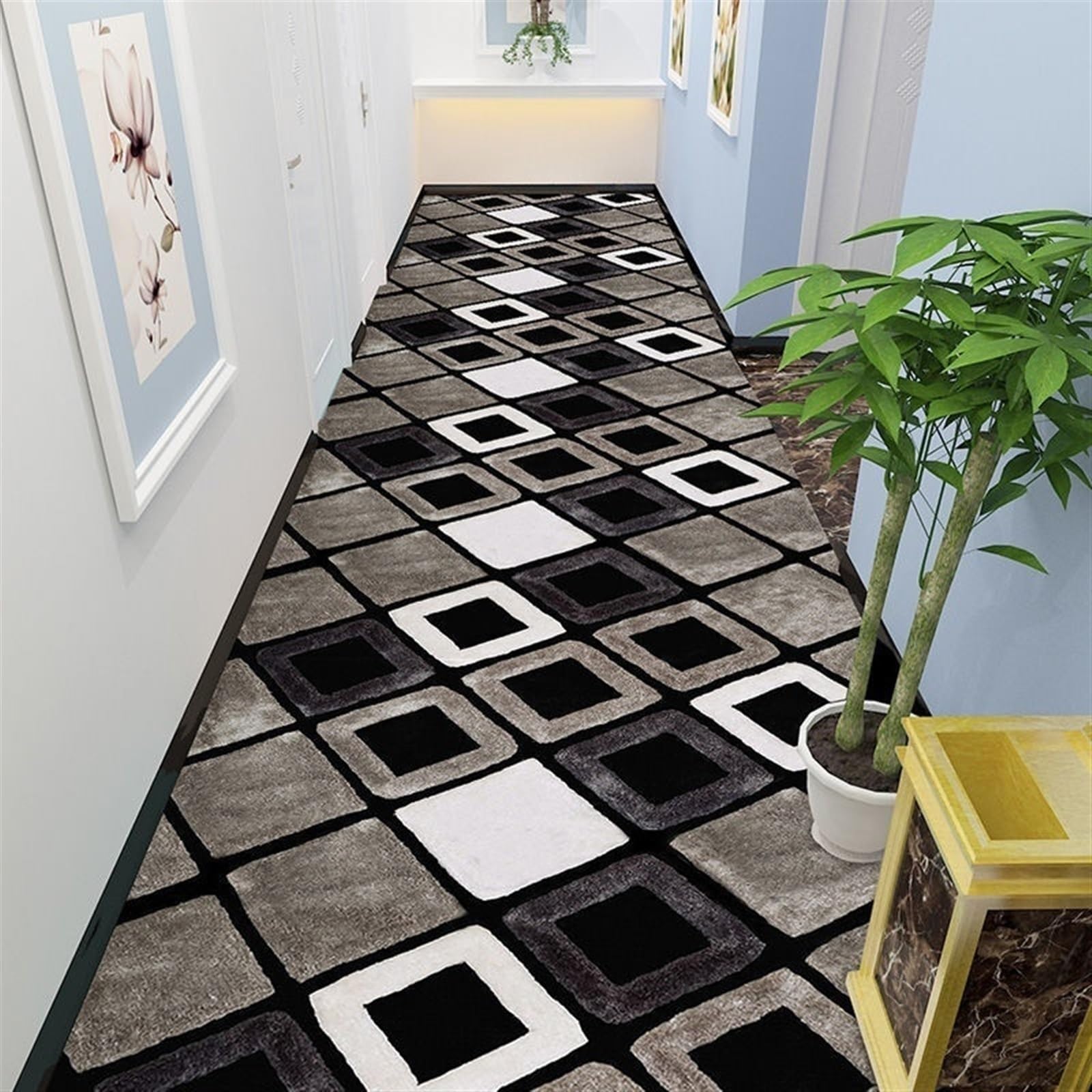 Tapis de couloir lavable résistant aux taches et antidérapant pour maison