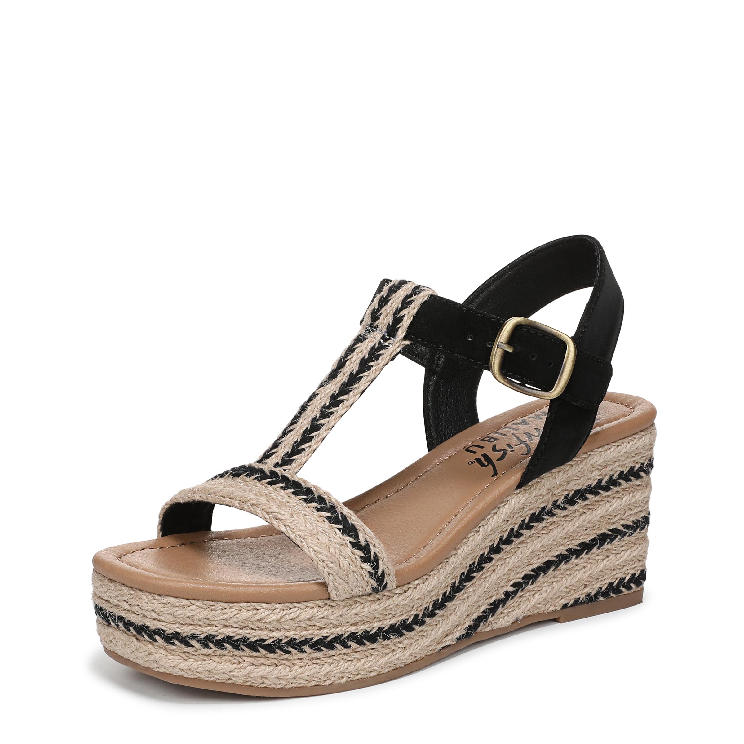 Blowfish Malibu Women's Annika Wedge Sandals, Natural Black, Medium Fit, UK 5