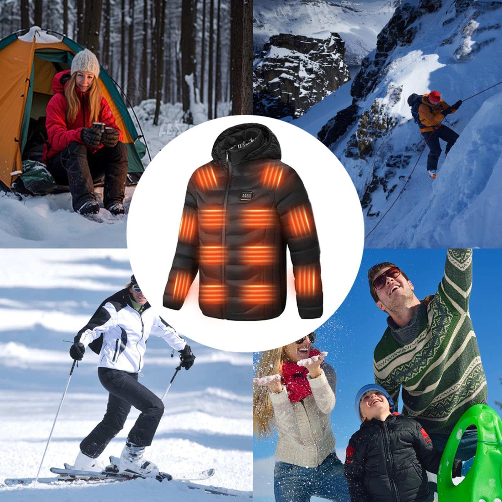 Gilet riscaldato elettrico XL, lavabile, ricaricabile, gilet invernale riscaldato per attività all'aperto (power bank not)