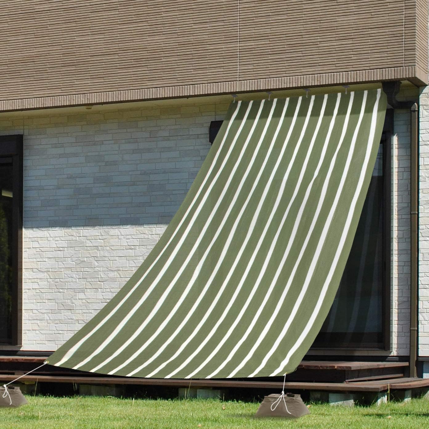 Takasho GCS-W30GS5 Sunshade, Cool Shade, Prime Green Stripe, 6.6 x 9.8 ft (2 x 3 m), Polyethylene, GCS High Grade Model, Shade Awning, Veranda, Blindfold