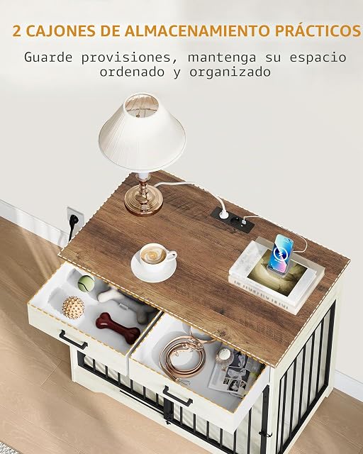 Foto 5 de 8 de Jaula de Madera para Perros con Puerta Tipo Granero, regleta eléctrica, 2 cajones