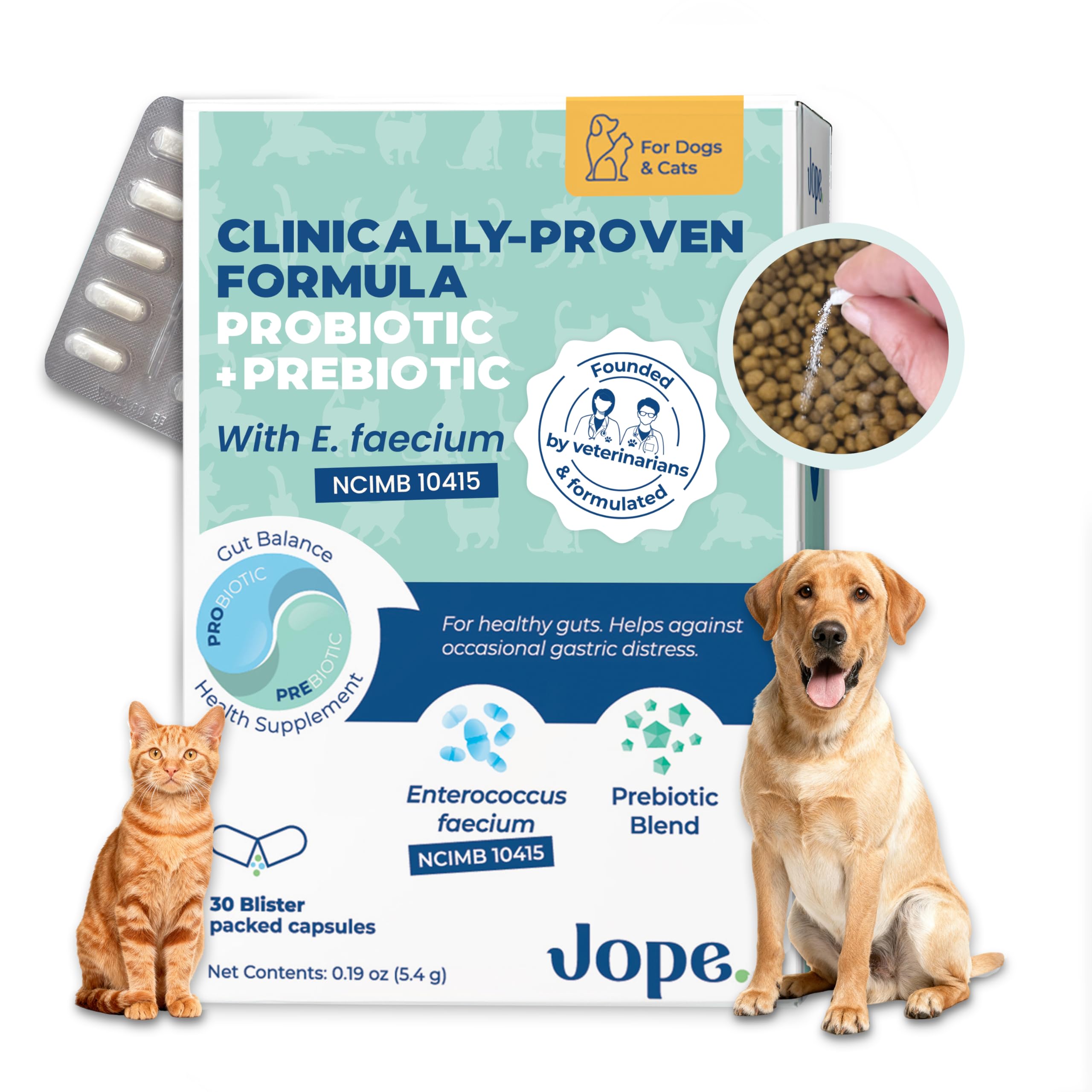 Jope Synbiotic GB-01® - Prebiotics and Probiotics for Dogs & Cats - Clinically Proven Formula - Vet Formulated for Gut Health, Stool Quality, Diarrhea