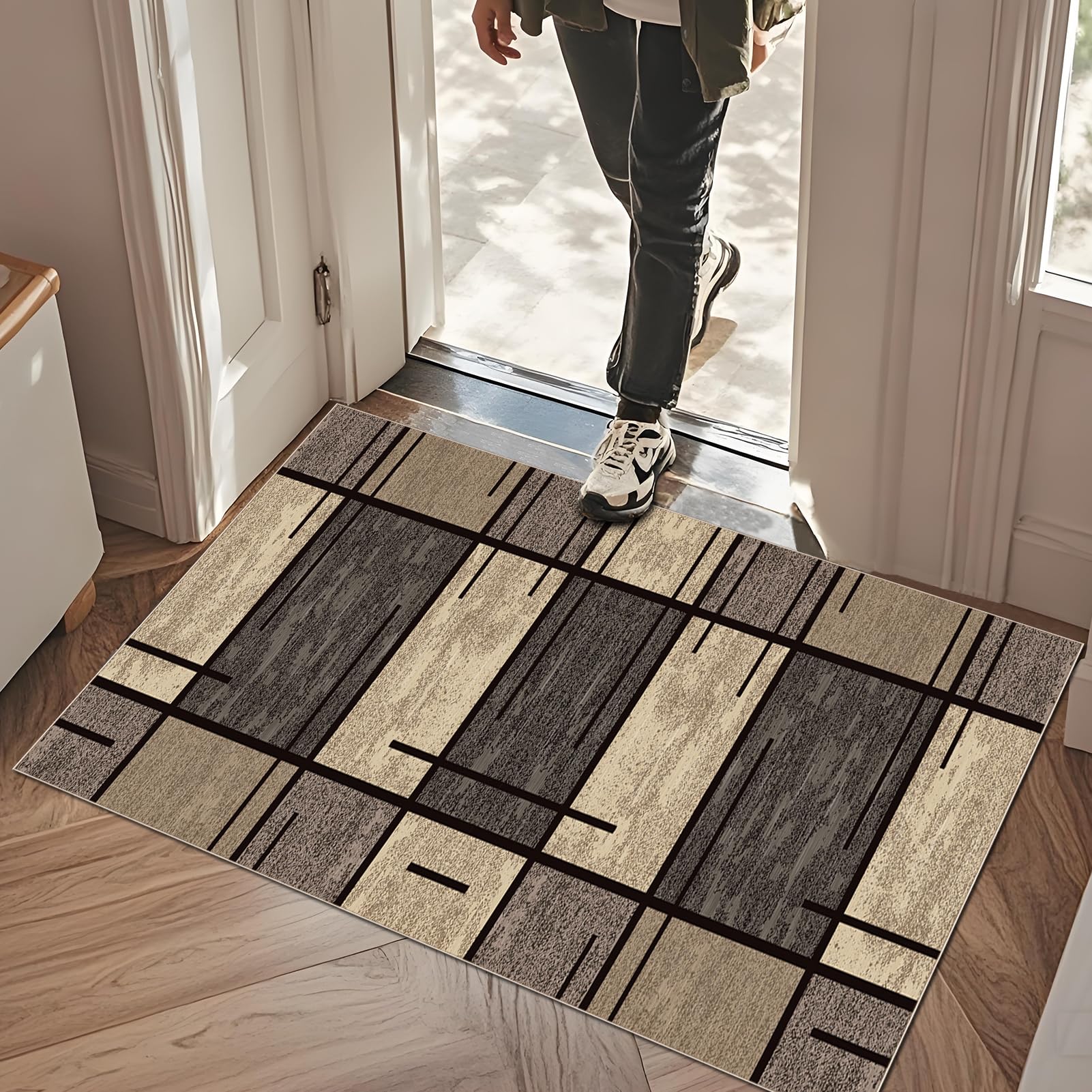 Rutschfeste Maschinenwaschbare Fußmatte 80 x 180 cm flurteppich läufer lang Flurteppich Wohnzimmer Teppich Küchenteppich Läufer für Eingang Küche Schlafzimmer Wohnzimmer, Schmutzfangmatte Innen