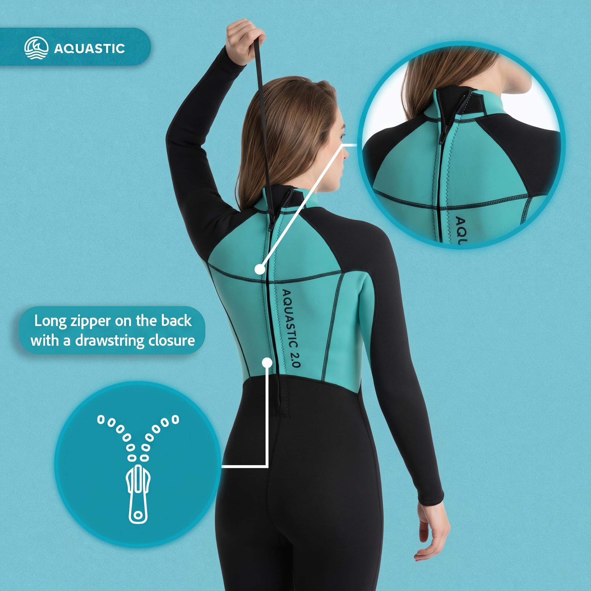 AQUASTIC Women's Wavey Lg 2 mm pianka neoprenowa została zaprojektowana dla kobiet, które szukają ochrony cieplnej podczas aktywności wodnych wiosną i latem.