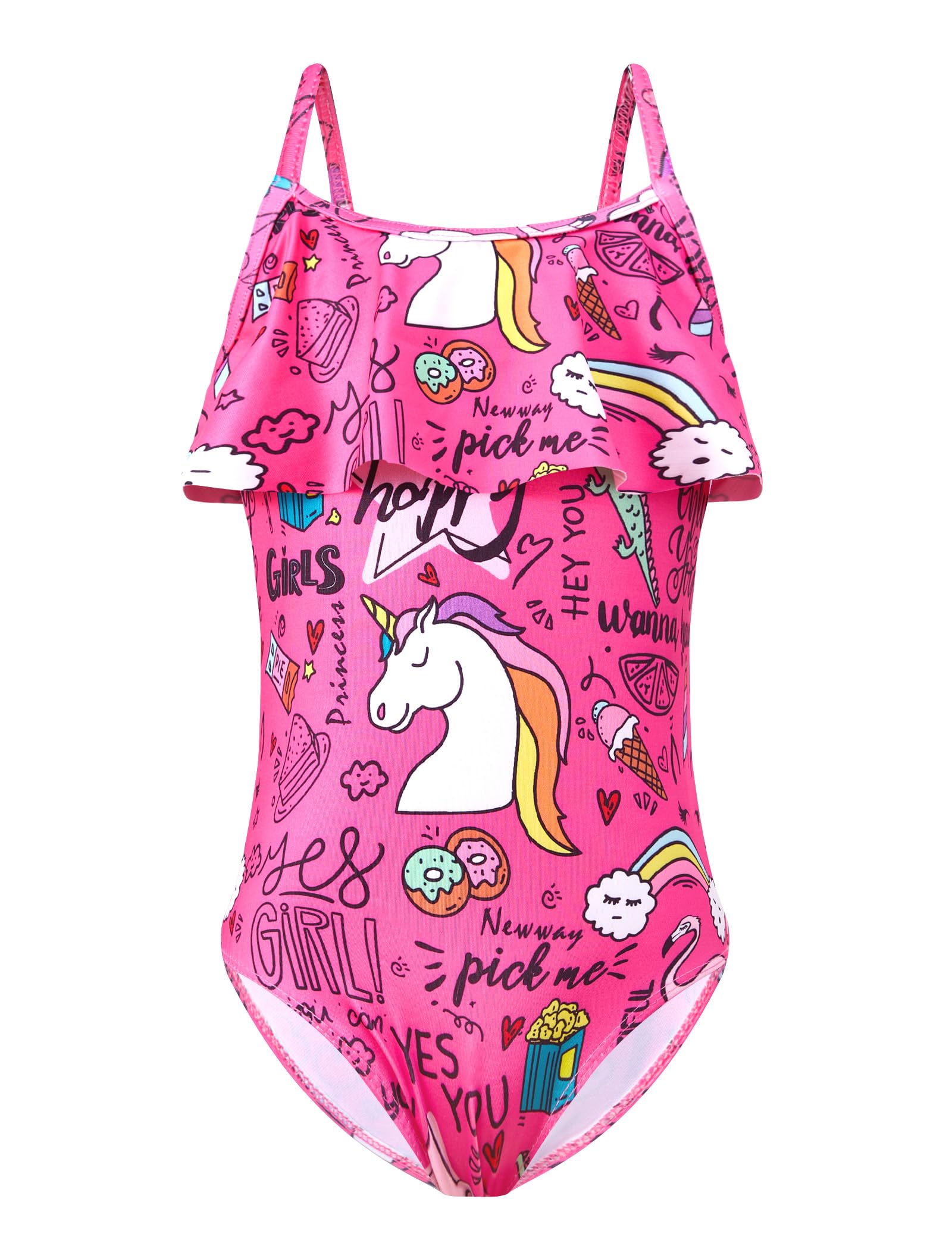 Tziharora Girls Swimsuit One Piece Ruffles Bathing Suit Kids' Swimwear Quick Dry Summer Beach for 2-14Y