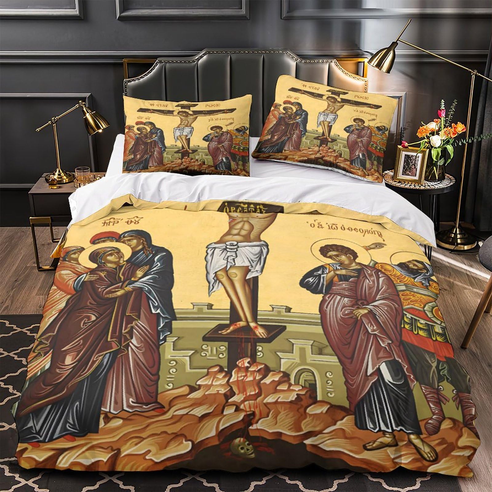 Housse de couette poulet 220x240 cm avec motif floral d'automne