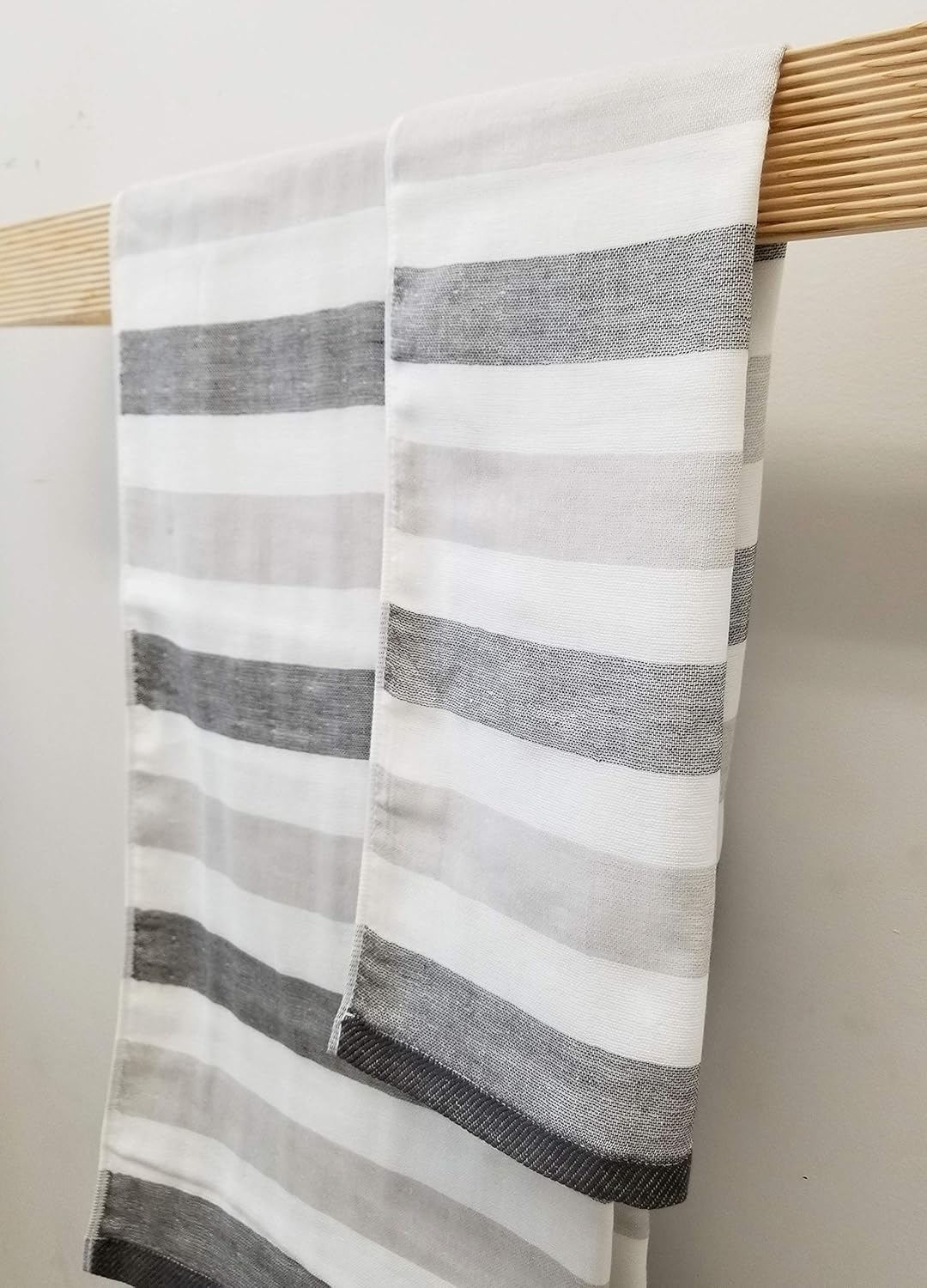 IPPINKA Senshu Japanese Towel, Ultra Soft, Quick-Drying, Two-Tone Stripes, Grey (Set of 3 Towels)