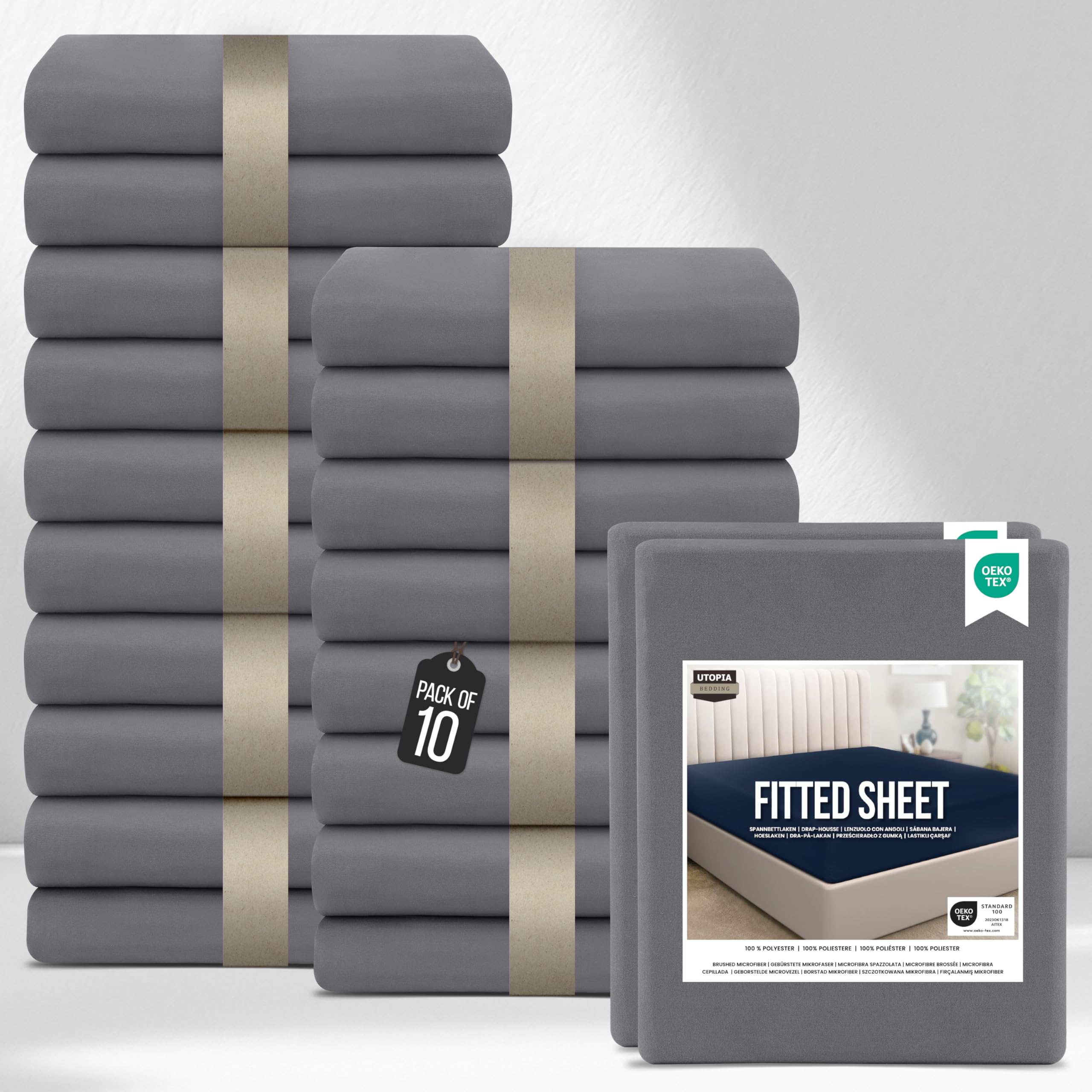 Utopia Bedding Grey Fitted Sheet Smalldouble (Bulk Pack Of 20),