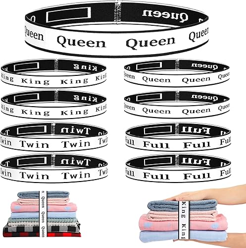 Juego de 8 piezas de bandas organizadoras de sábanas para ropa de cama elástica, ropa de cama plegable, organizador de sábanas (Queen, King,