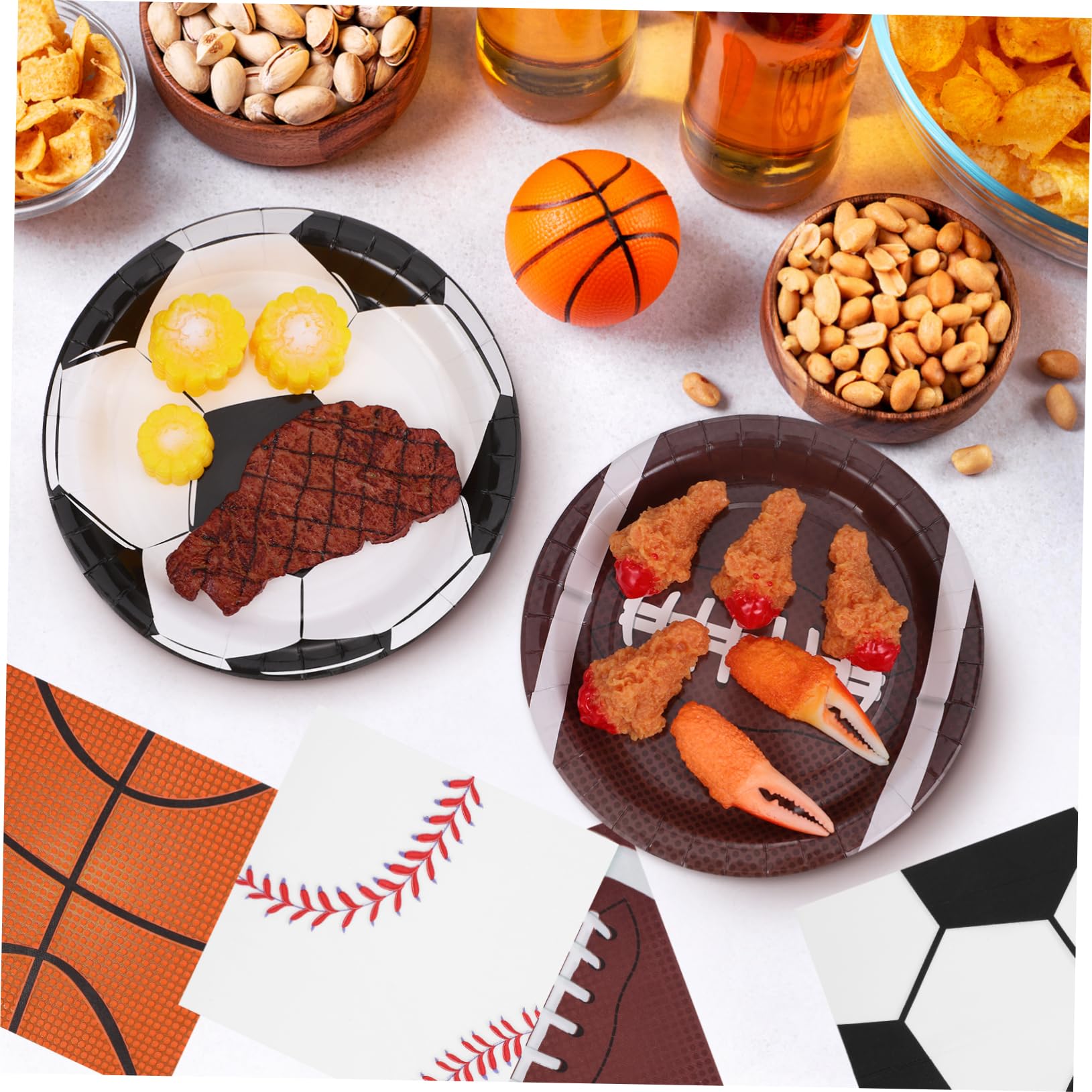 Alipis Set Party Coordinato Piatti e Tovaglioli in Carta a Tema Basket e Calcio, Robusti e Pratici per Feste di Compleanno e Occasioni Importanti