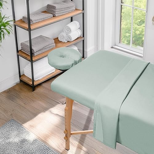 Miniatura 37 de Saloniture Juego de sábanas de franela de masaje de 3 piezas, funda de cama facial de algodón suave, incluye sábanas planas y ajustables con funda