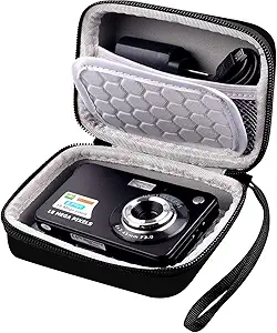 Carrying & Protective Case for Digital Camera, AbergBest 21 Mega Pixels 2.7" LCD Rechargeable HD/Kodak Pixpro/Canon PowerShot ELPH 180/190 / Sony DSCW800 / DSCW830 Cameras for Travel - Black