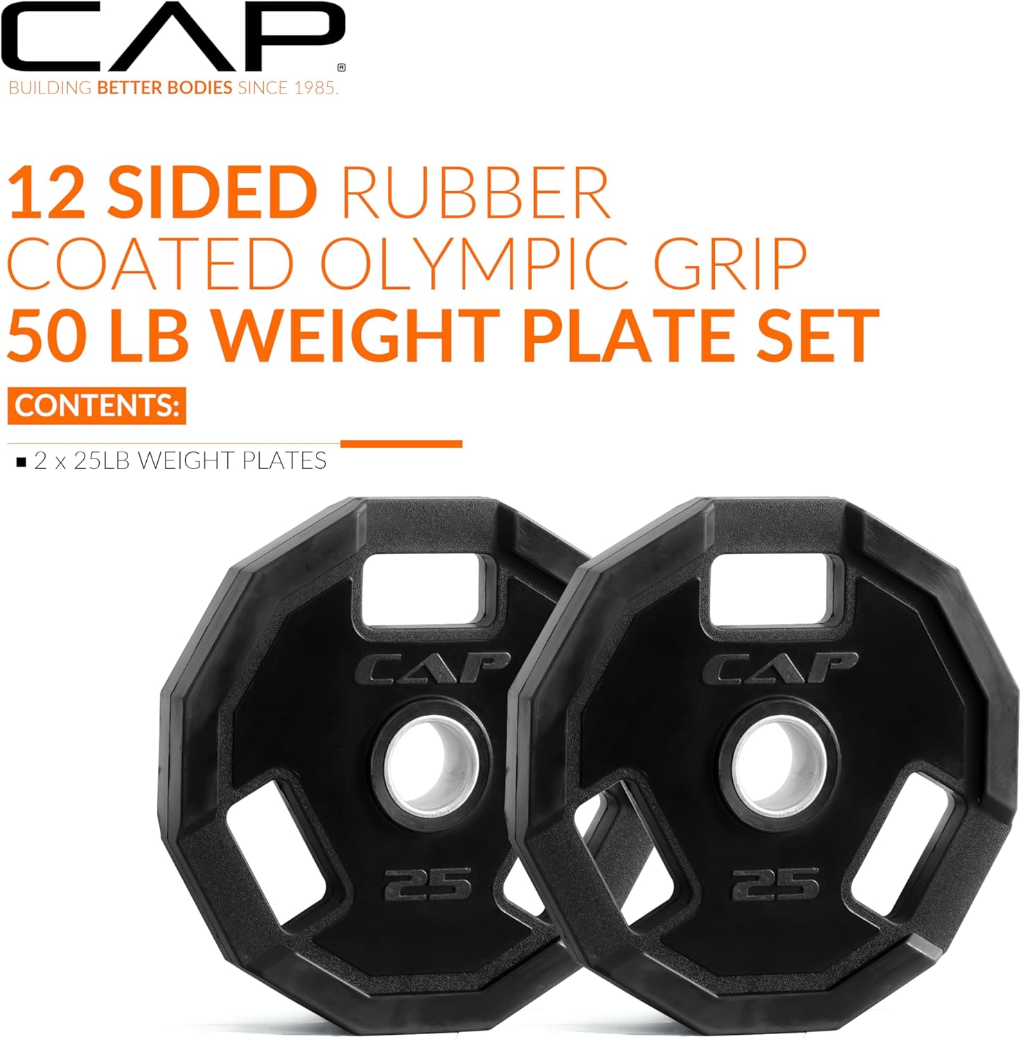 cap barbell 2-inch olympic weight plate | multiple options pro 25 lb - pair