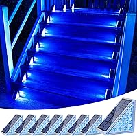 Vista 18 de VOLISUN Paquete de 12 luces solares para escaleras, 7 colores fijos, luces solares para escalones al aire libre, impermeables, IP67, luz LED