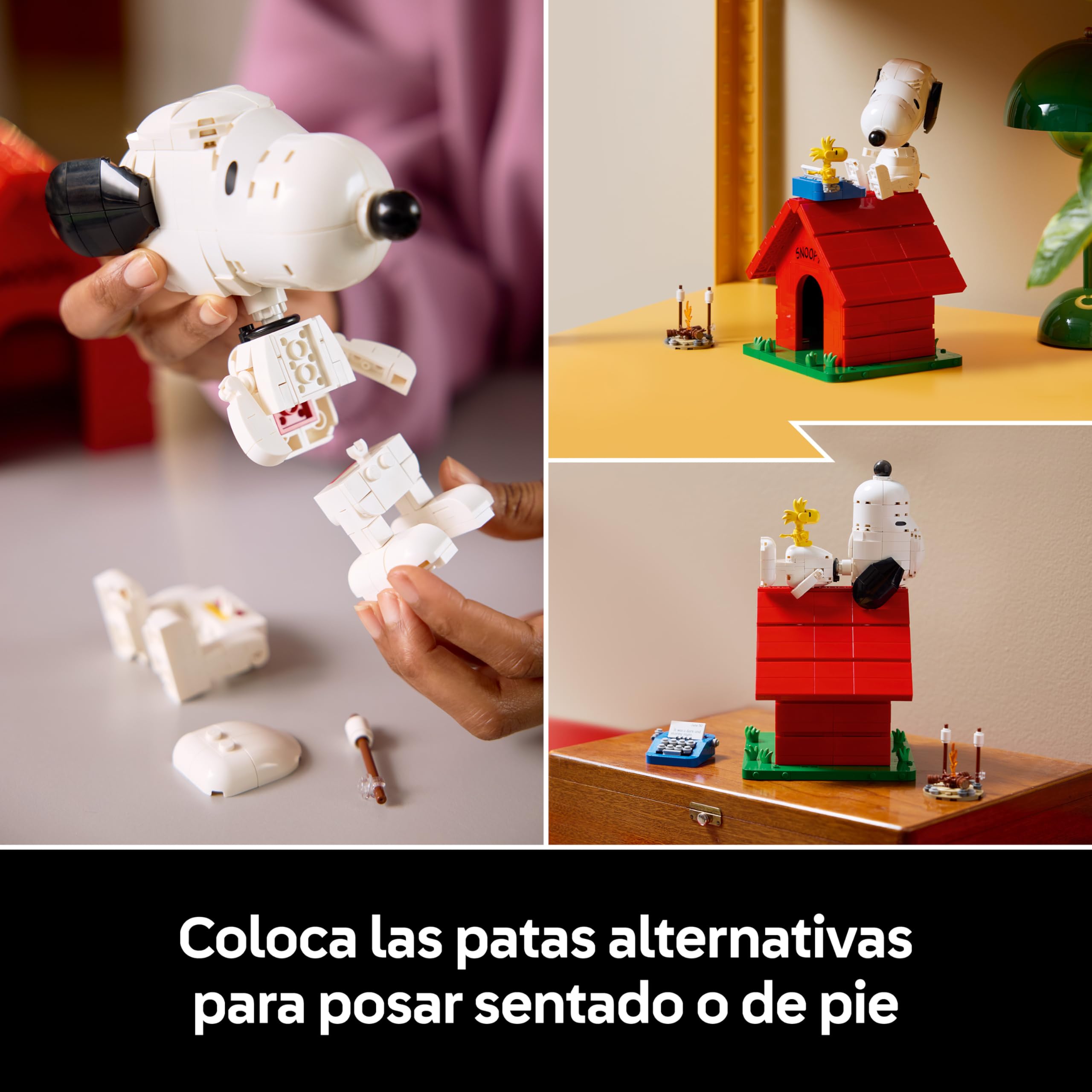 LEGO Ideas Peanuts: La Caseta de Snoopy - Maqueta para Adultos de Casa - Figura de Perro Snoopy y Pájaro Woodstock - Decoración de Estantería - Regalo para Mujeres y Hombres Fans del Cómic - 21368