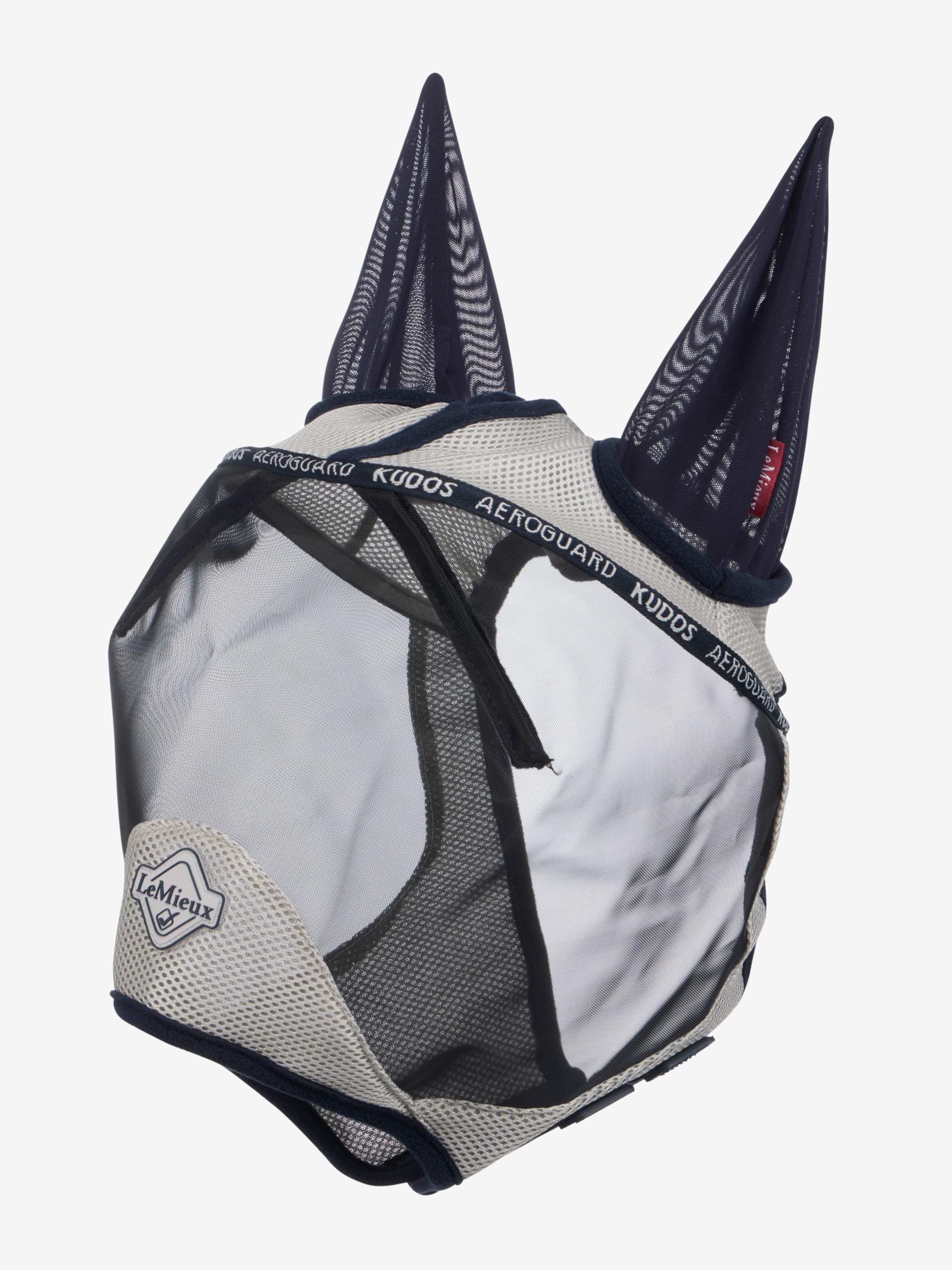 LeMieux AeroGuard Half Fly Mask - Lightweight Mesh Ears - Forelock Slit - Navy - Medium