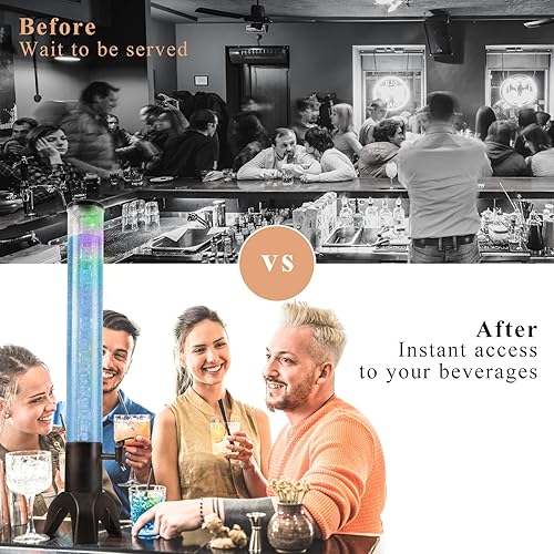 Miniatura 8 de Torre de bebidas, dispensador de torre de bebidas de 3 litros con tubo de hielo y luz LED, dispensador de cerveza de mesa de 3.17 cuartos de galón