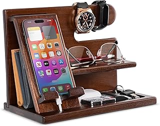 25 Small Bedroom Ideas for Men with a Sleek and Minimal Look 11 TESLYAR Wood Phone Docking Station for Men - Desktop or Nightstand Organ...