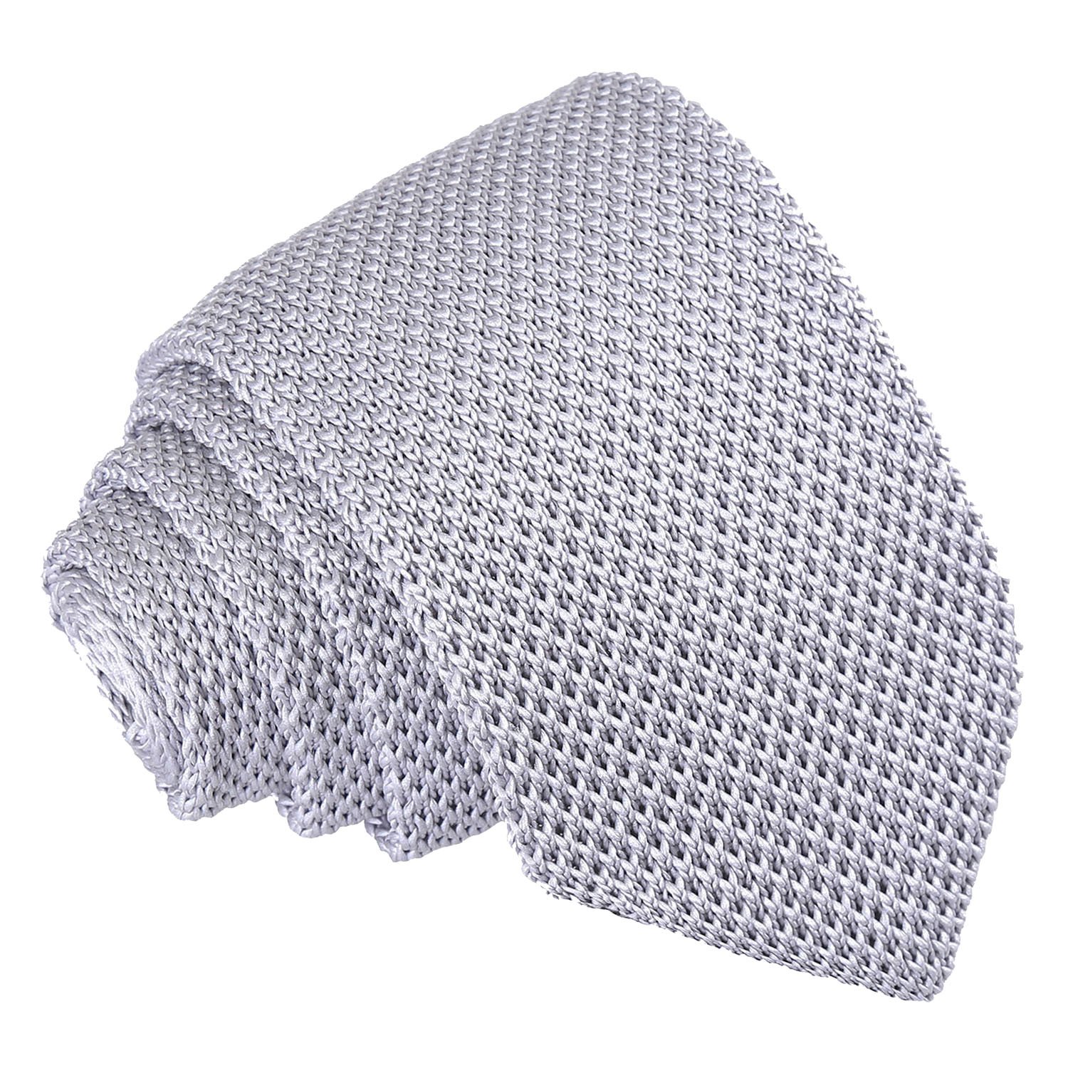 Dqt Men's Silver Plain Knitted Tie - 7Cm Slim Width Knit Necktie - Wedding, Business & Formal