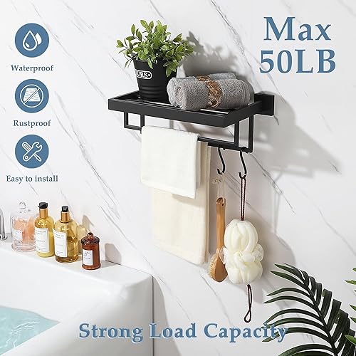 Miniatura 5 de Alise Toallero, toallero con barras de toalla dobles para baño y lavabo, 16 pulgadas, acero inoxidable SUS 304, soporte de torre de montaje en