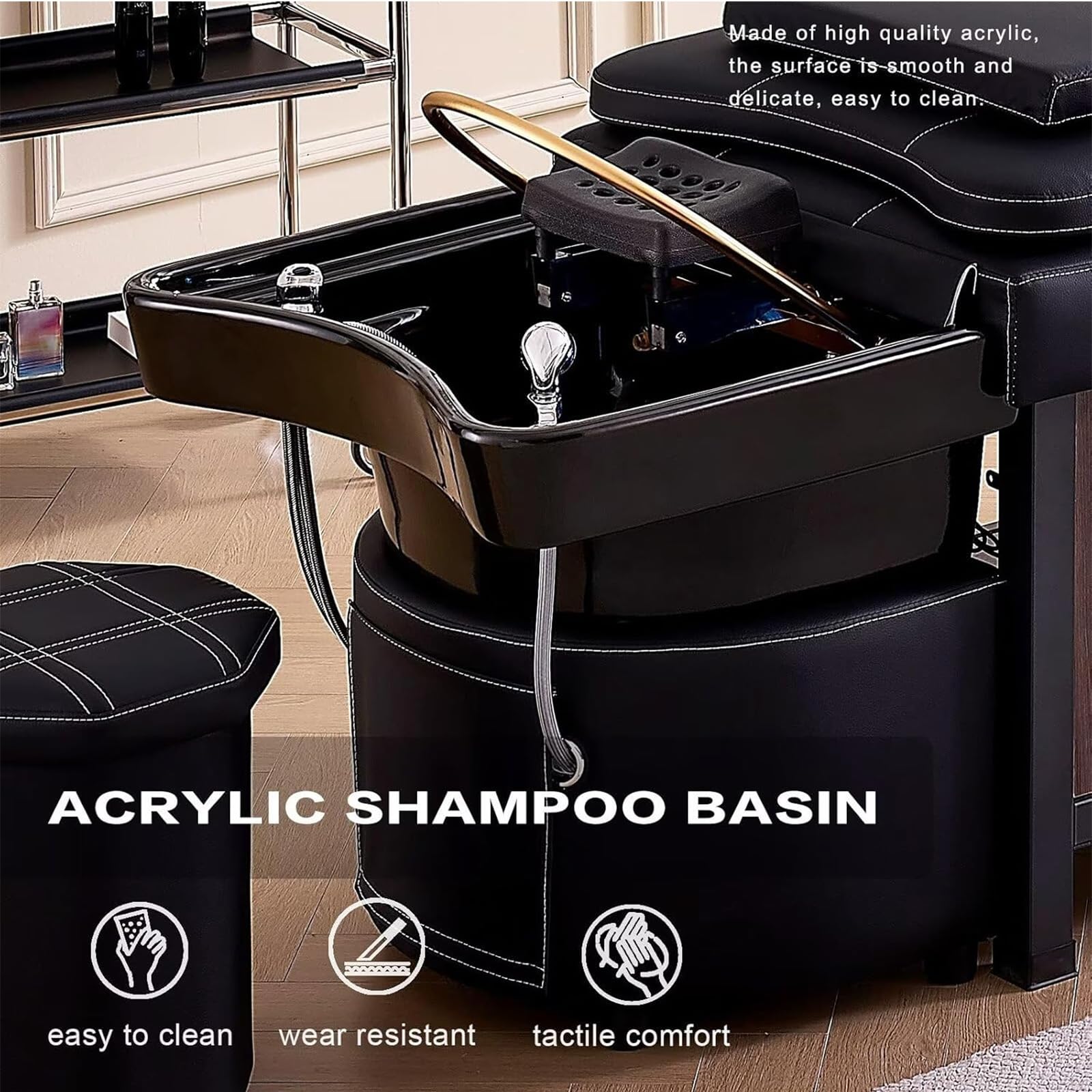 Bac à shampoing Head Therapy, Bassin en céramique de Haute qualité, système de Circulation d'eau et de Fumigation, en Acier Inoxydable, conçu spécifiquement pour Les Salons de Coiffure et d'