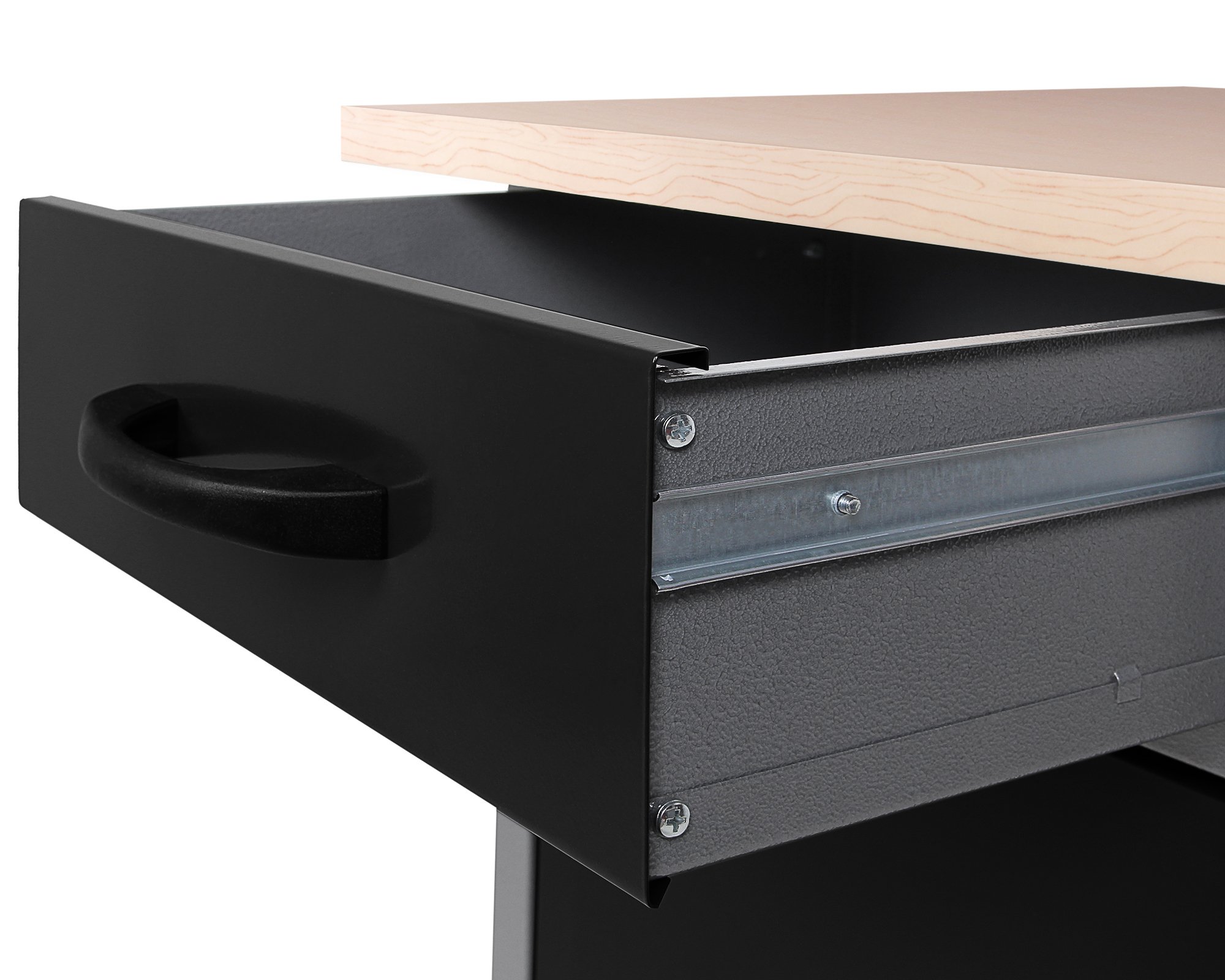 Ondis24 Werkstatt Set Werkstatteinrichtung Werner 240 cm – 2 Werkbänke 120×60×85 cm mit 28 mm Buchenplatte, 6 Lochwände, 22tlg. Haken-Set, abschließbare Türen & Schubladen, höhen