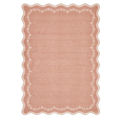 GarveeHome 5x7 Scalloped Floral Rug